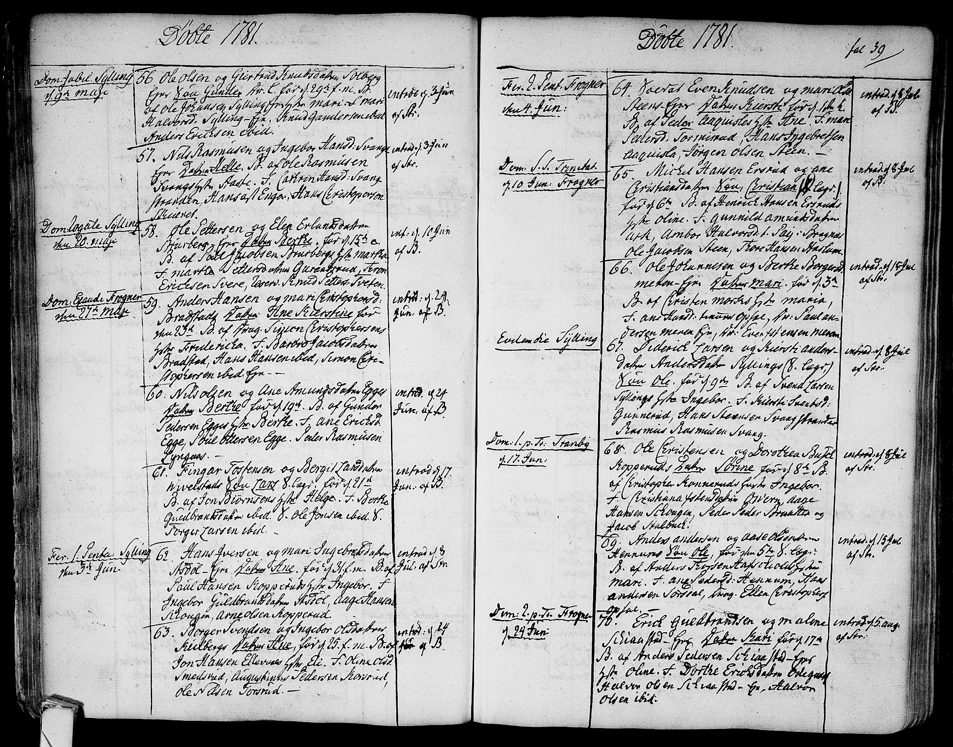 Lier kirkebøker, AV/SAKO-A-230/F/Fa/L0006: Ministerialbok nr. I 6, 1777-1794, s. 39