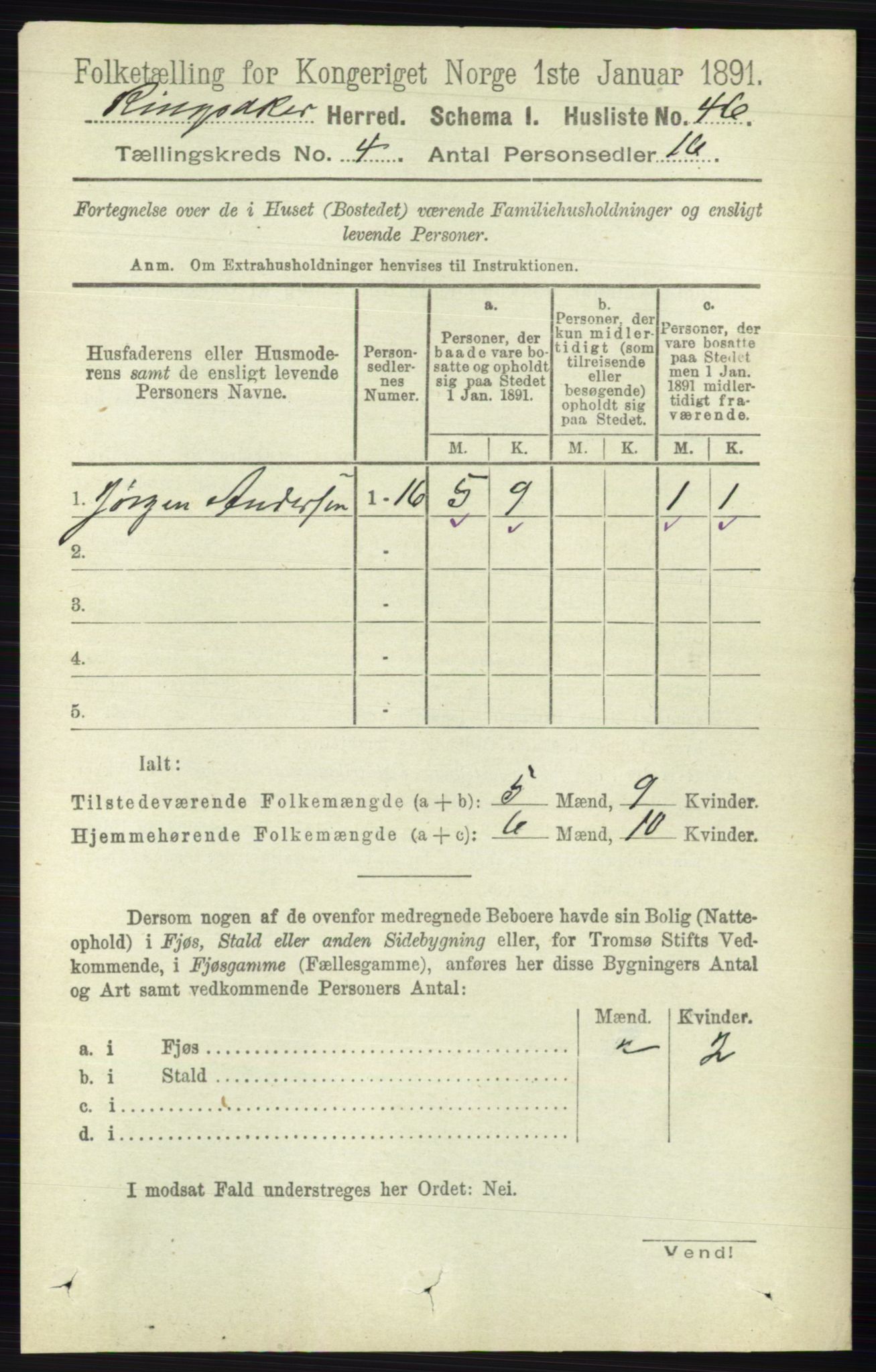 RA, Folketelling 1891 for 0412 Ringsaker herred, 1891, s. 1727