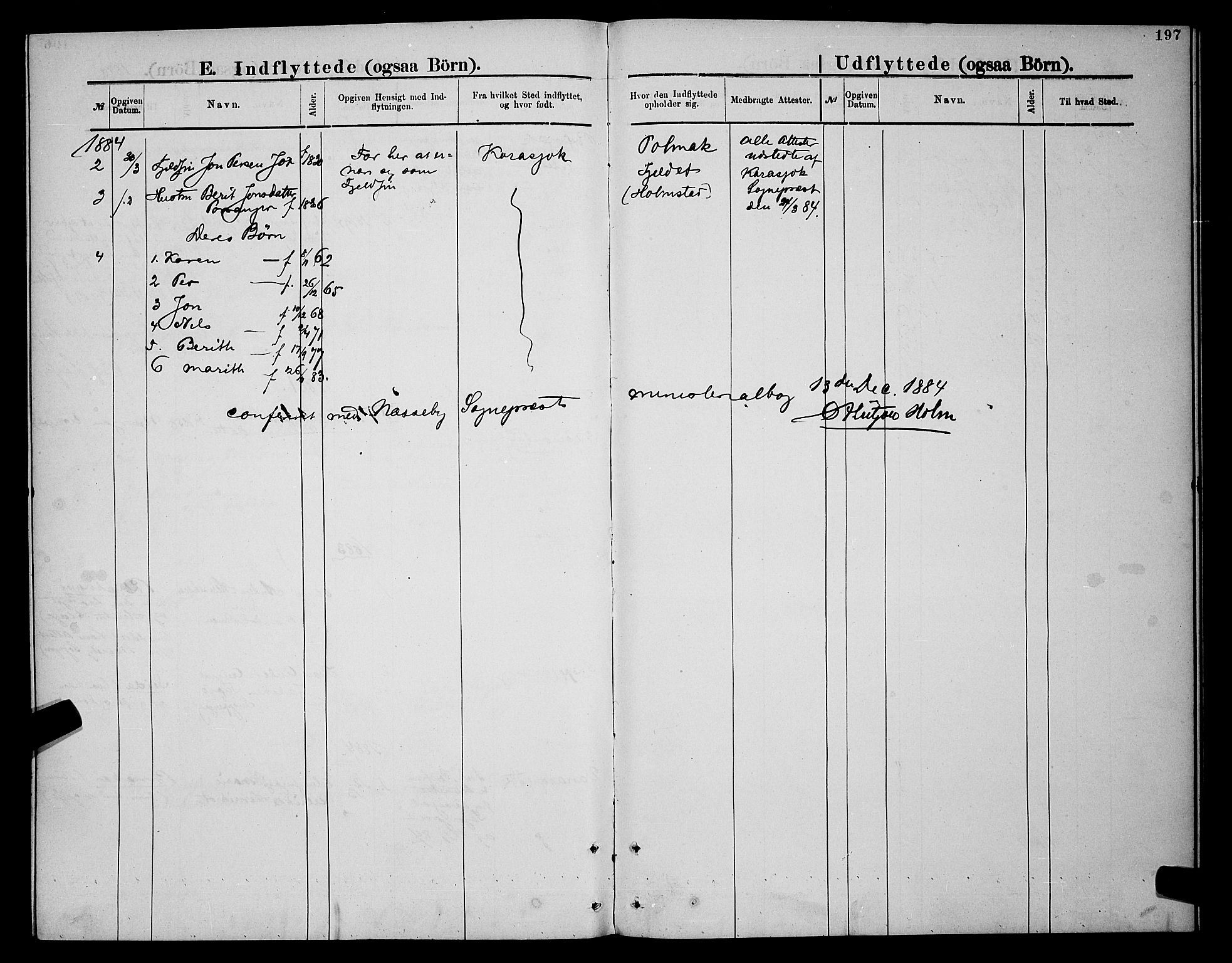 Nesseby sokneprestkontor, AV/SATØ-S-1330/H/Hb/L0007klokker: Klokkerbok nr. 7, 1877-1884, s. 197
