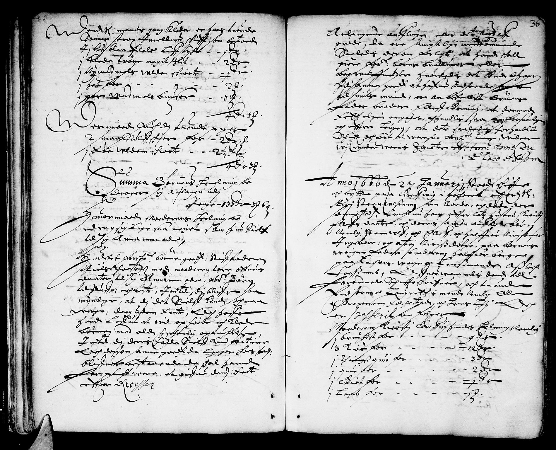 Bamble sorenskriveri, SAKO/A-214/H/Hb/Hba/Hbaa/L0001: Skifteprotokoll, 1665-1686, s. 35b-36a