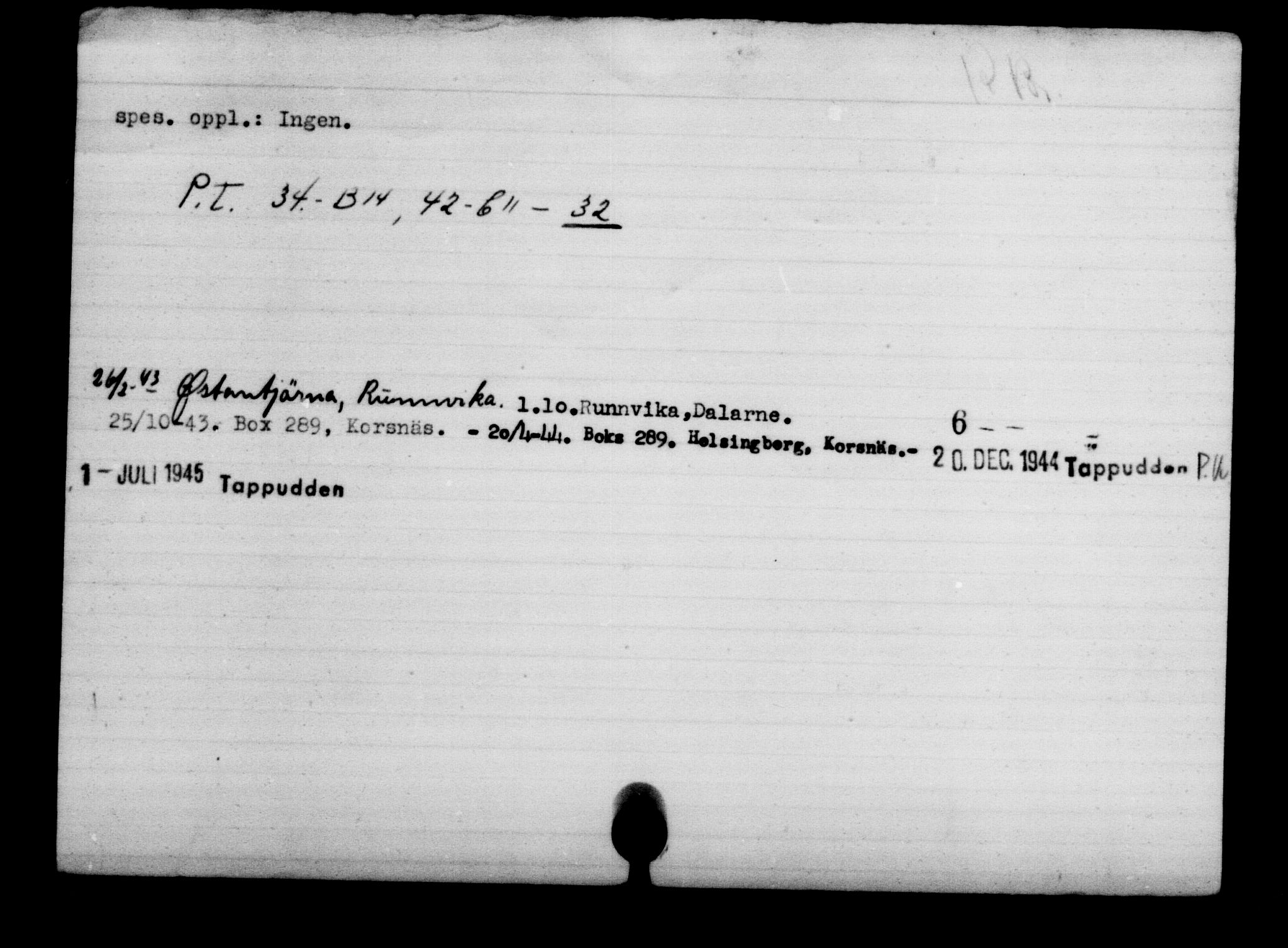 Utenriksstasjonene, Legasjonen i Stockholm, Flyktningkontoret, AV/RA-S-6753/V/Va/L0003: Kjesäterkartoteket, flyktninger med registreringsnr. 2001-3495, 1940-1945, s. 858