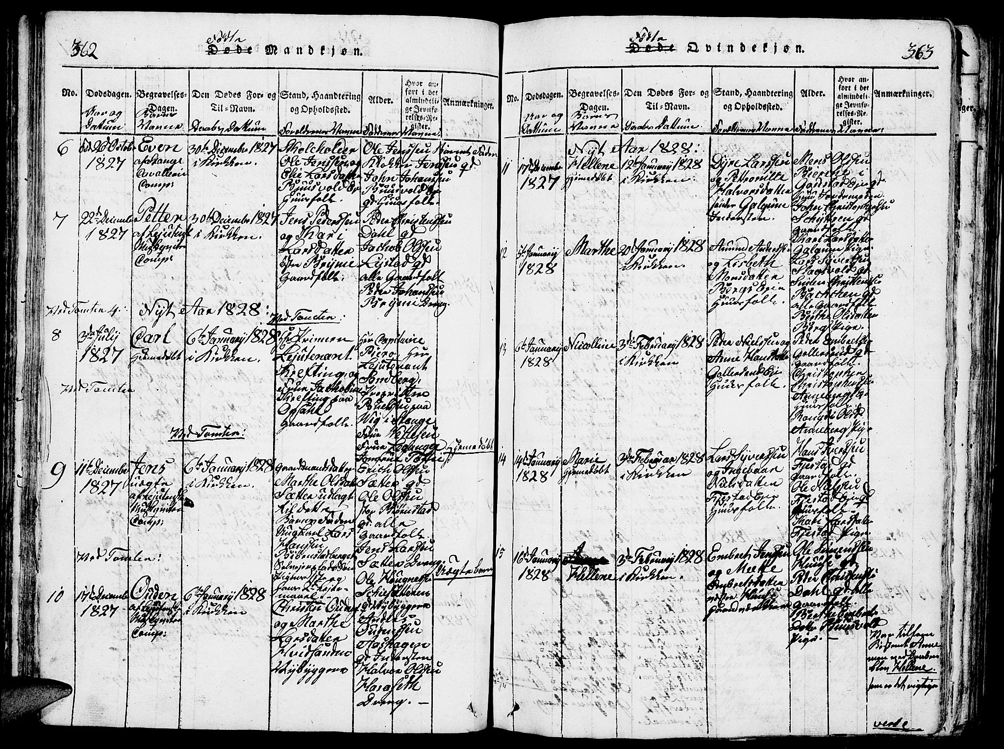 Romedal prestekontor, AV/SAH-PREST-004/L/L0005: Klokkerbok nr. 5, 1814-1829, s. 362-363
