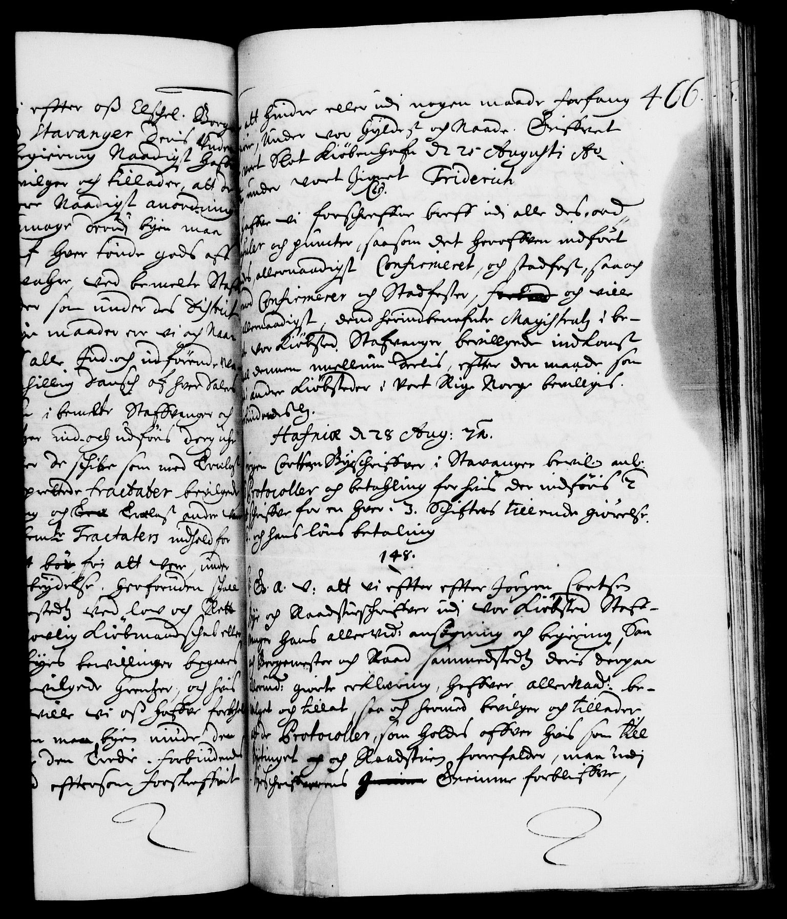 Danske Kanselli 1572-1799, RA/EA-3023/F/Fc/Fca/Fcaa/L0011: Norske registre (mikrofilm), 1670-1673, s. 466a