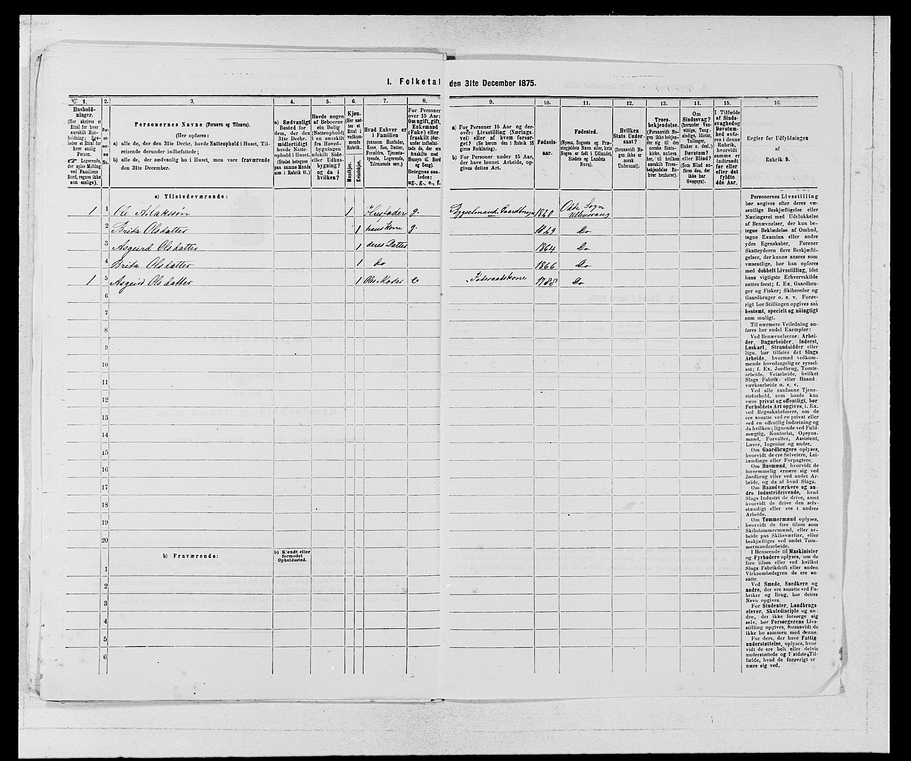 SAB, Folketelling 1875 for 1230P Ullensvang prestegjeld, 1875, s. 120