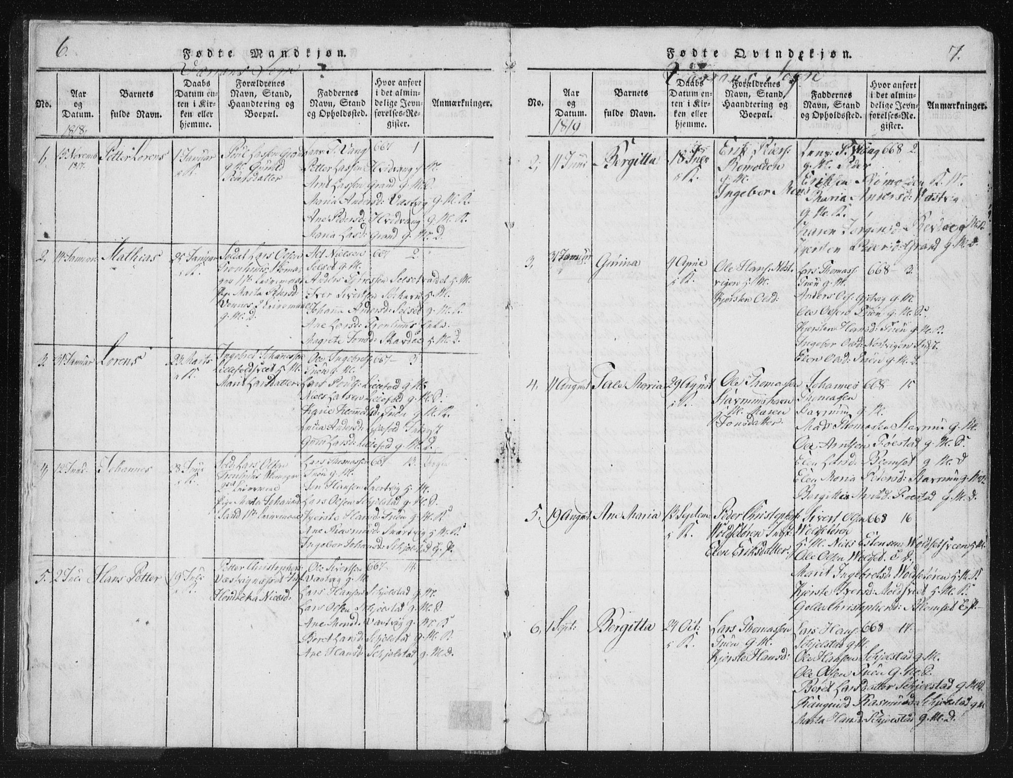 Ministerialprotokoller, klokkerbøker og fødselsregistre - Nord-Trøndelag, SAT/A-1458/744/L0417: Ministerialbok nr. 744A01, 1817-1842, s. 6-7