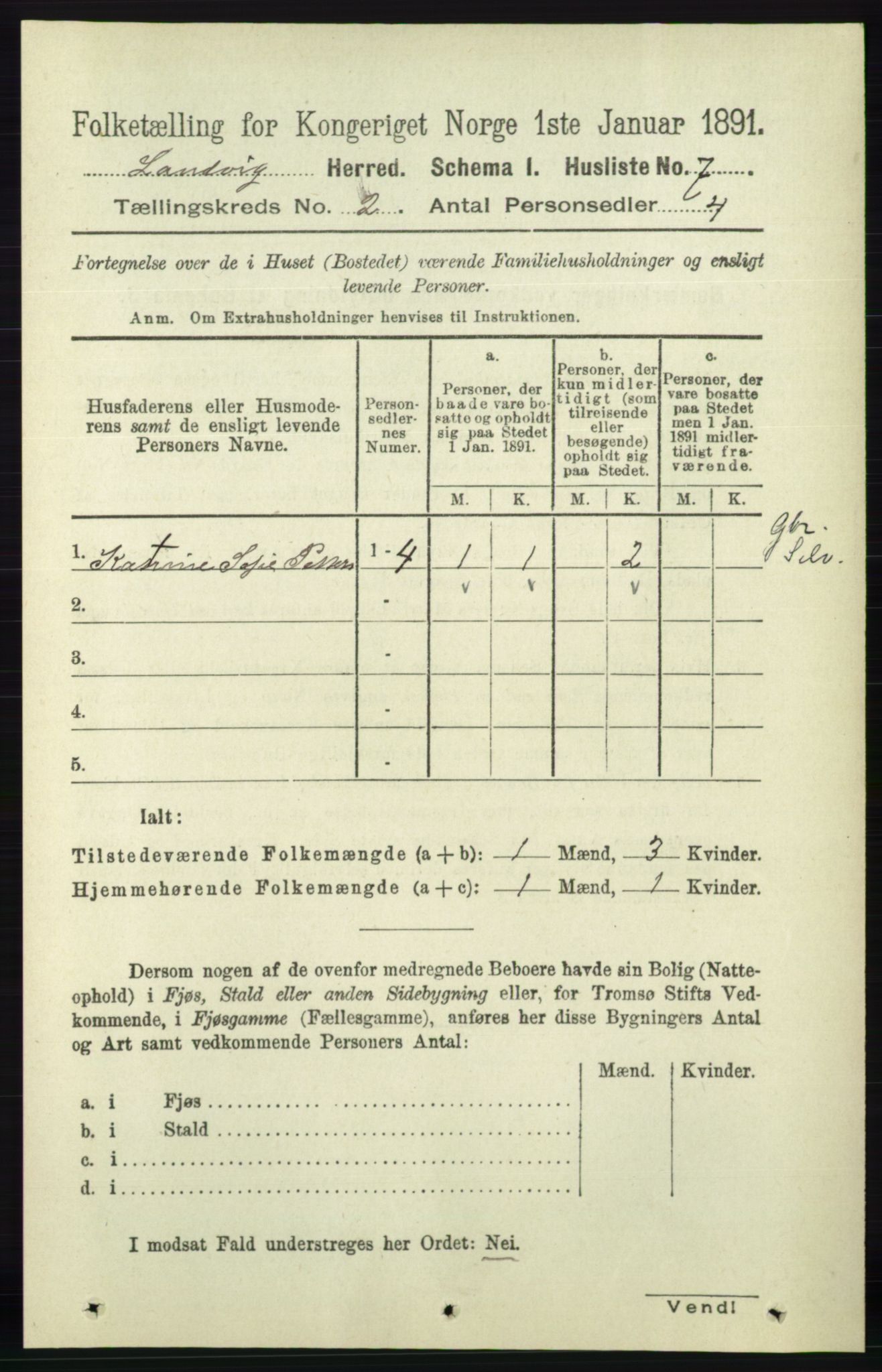 RA, Folketelling 1891 for 0924 Landvik herred, 1891, s. 249