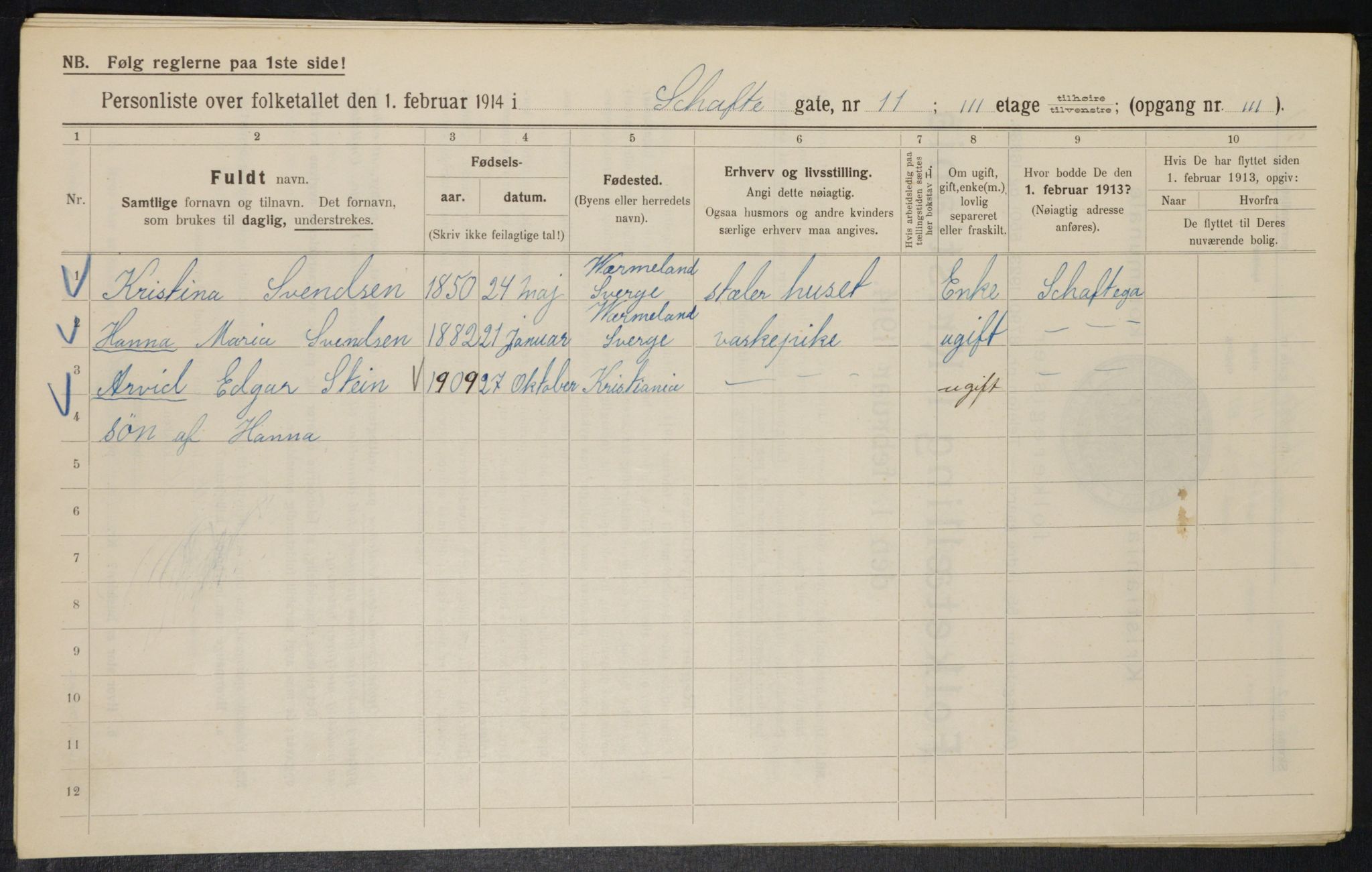 OBA, Kommunal folketelling 1.2.1914 for Kristiania, 1914, s. 89192