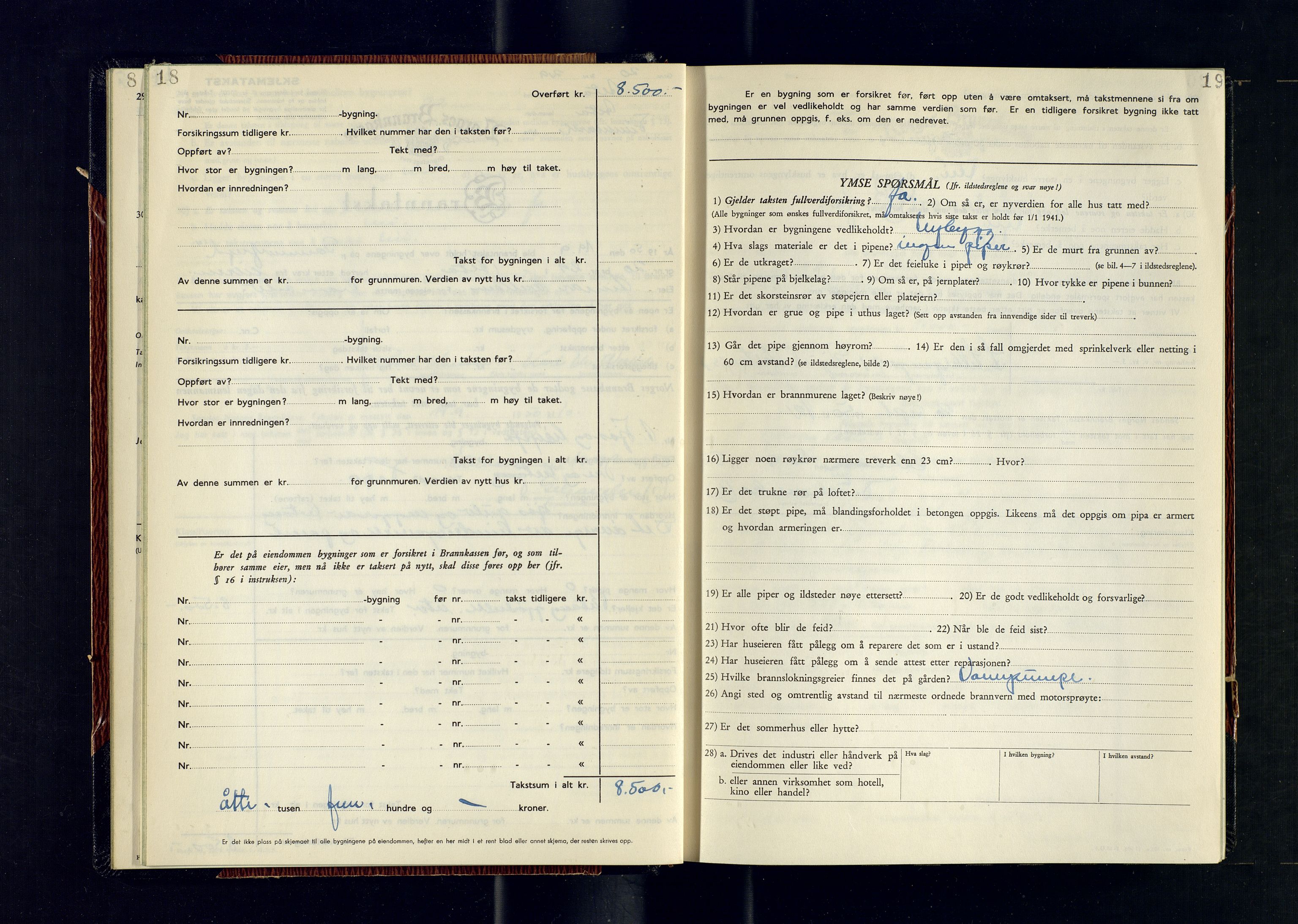 Alta lensmannskontor, AV/SATØ-S-1165/O/Ob/L0184: Branntakstprotokoll, 1950-1953, s. 18-19