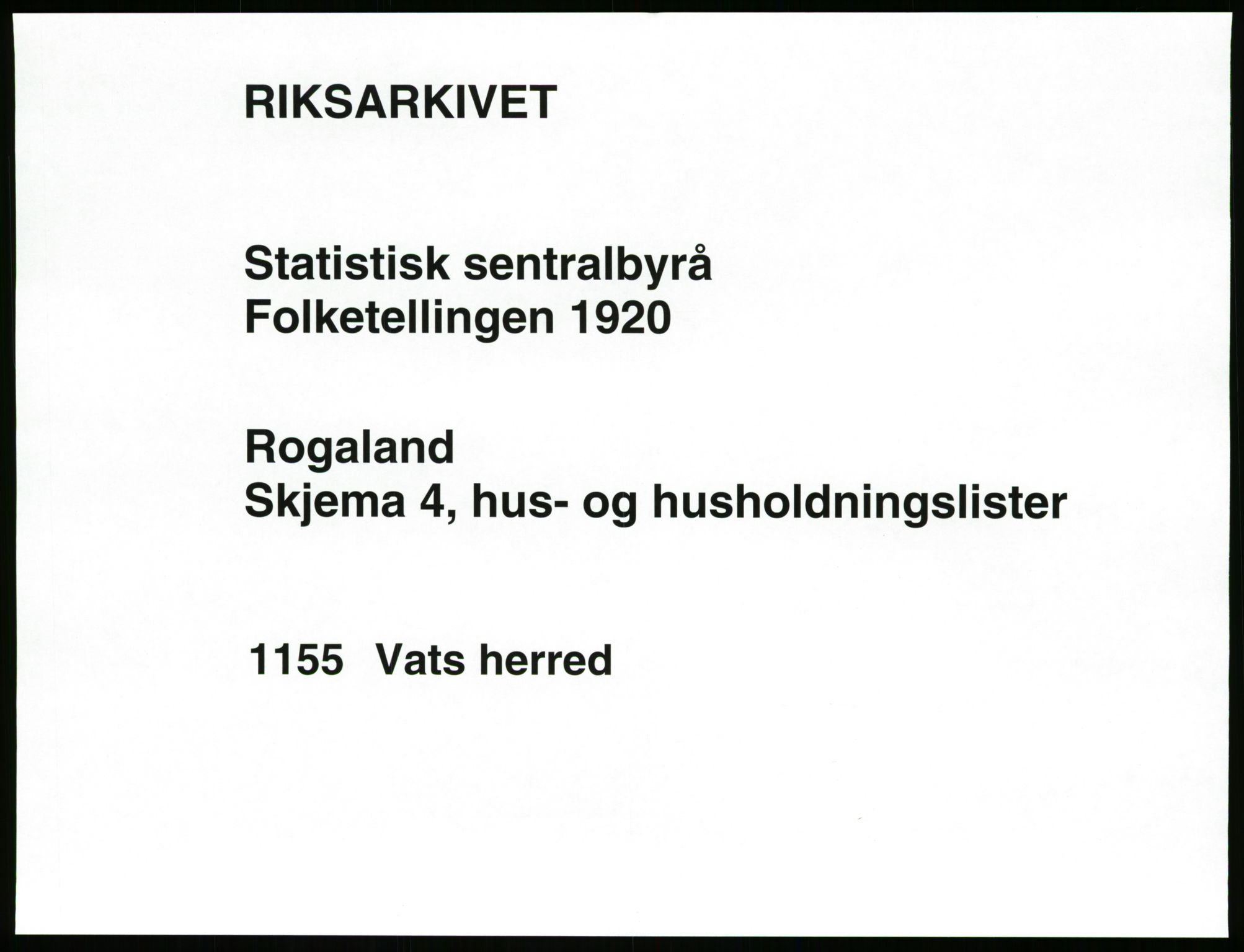 SAST, Folketelling 1920 for 1155 Vats herred, 1920, s. 27