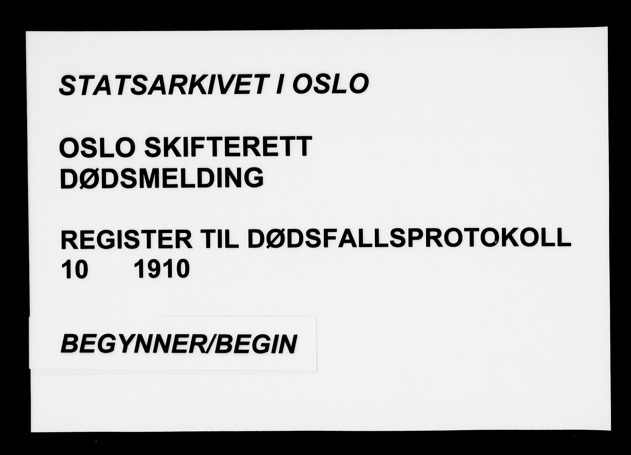 Oslo skifterett, SAO/A-10383/F/Fa/Faa/L0010: Navneregister, 1910