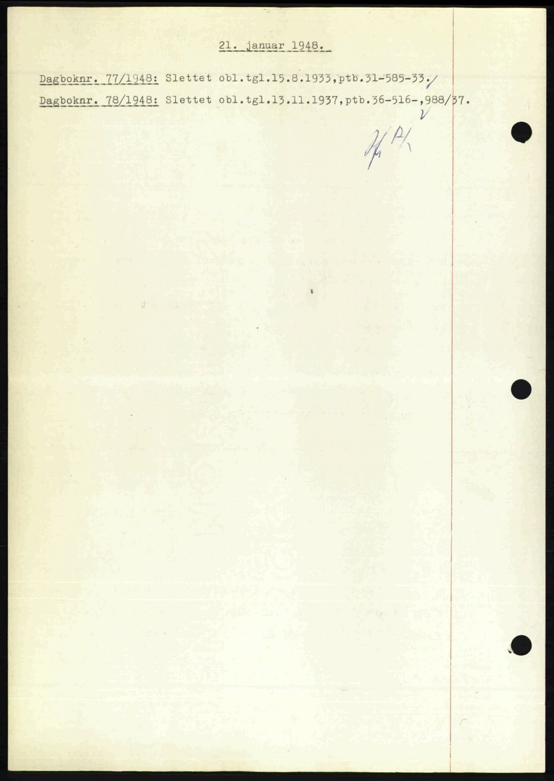 Nedenes sorenskriveri, SAK/1221-0006/G/Gb/Gba/L0058: Pantebok nr. A10, 1947-1948, Dagboknr: 77/1948