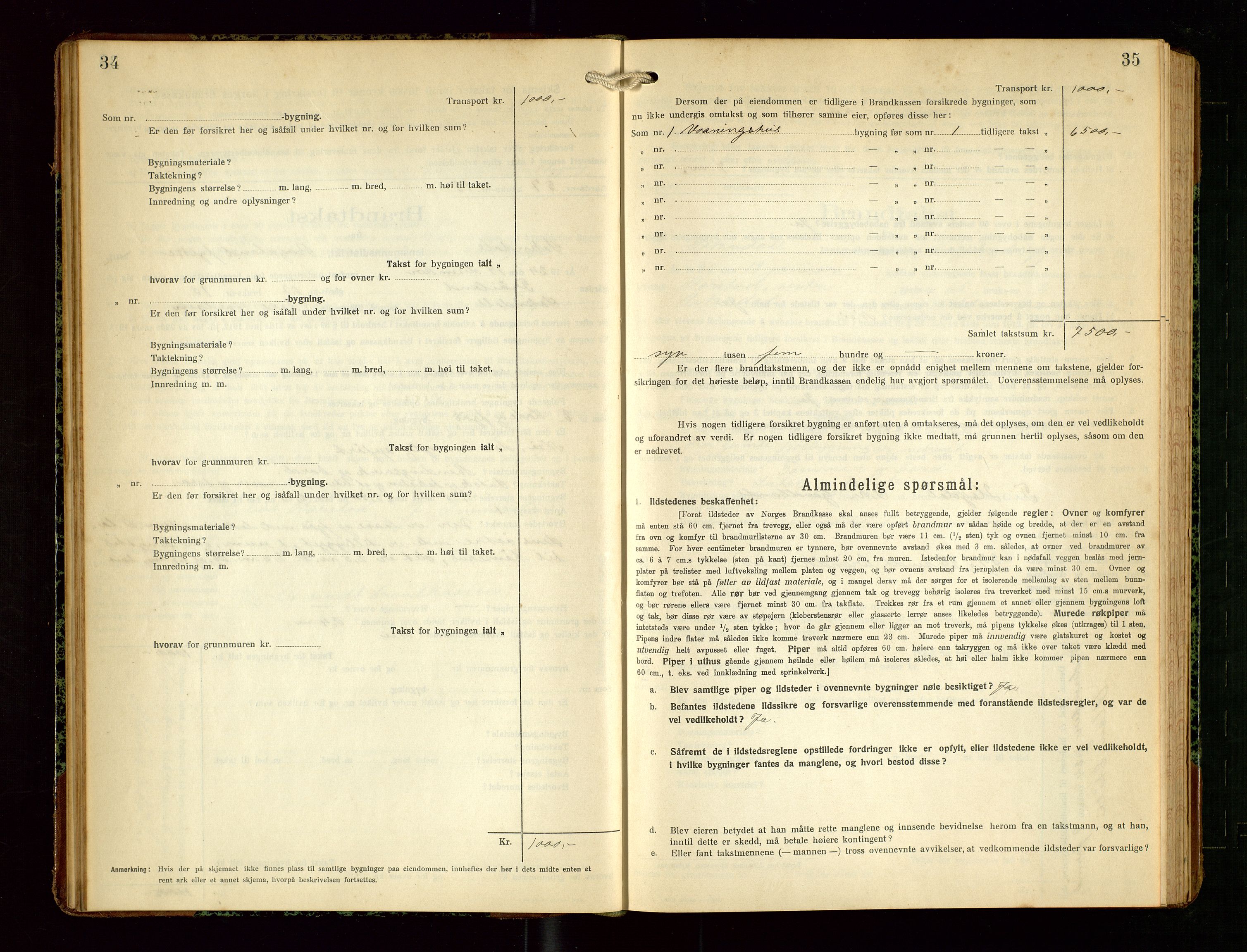 Sokndal lensmannskontor, SAST/A-100417/Gob/L0006: "Brandtakst-Protokol", 1924-1930, s. 34-35