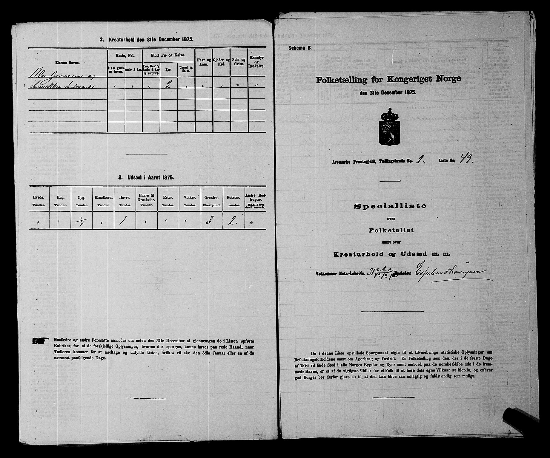 RA, Folketelling 1875 for 0118P Aremark prestegjeld, 1875, s. 333