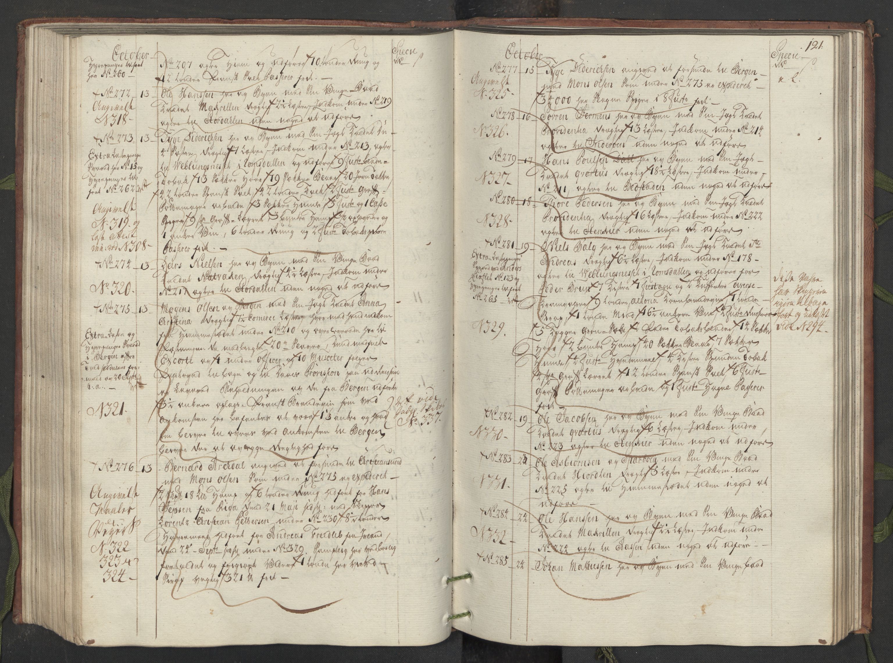 Generaltollkammeret, tollregnskaper, AV/RA-EA-5490/R33/L0083/0001: Tollregnskaper Trondheim A / Utgående hovedtollbok, 1764, s. 120b-121a