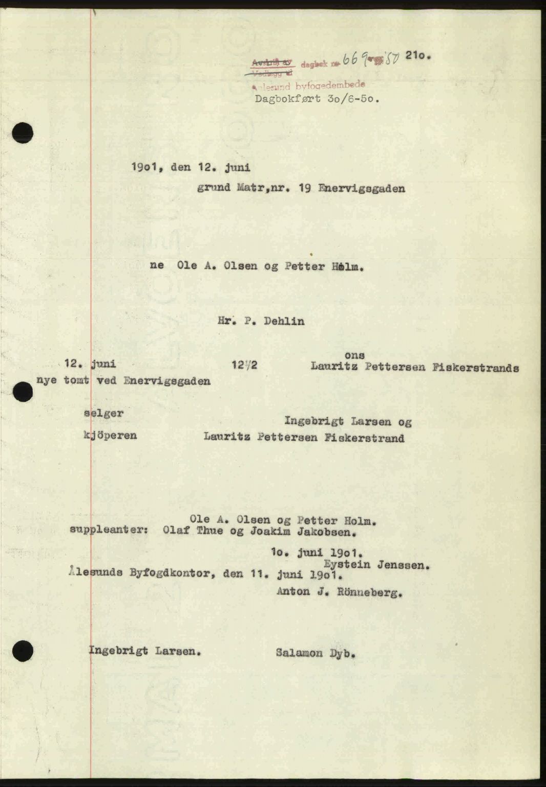 Ålesund byfogd, AV/SAT-A-4384: Pantebok nr. 37A (2), 1949-1950, Dagboknr: 669/1950