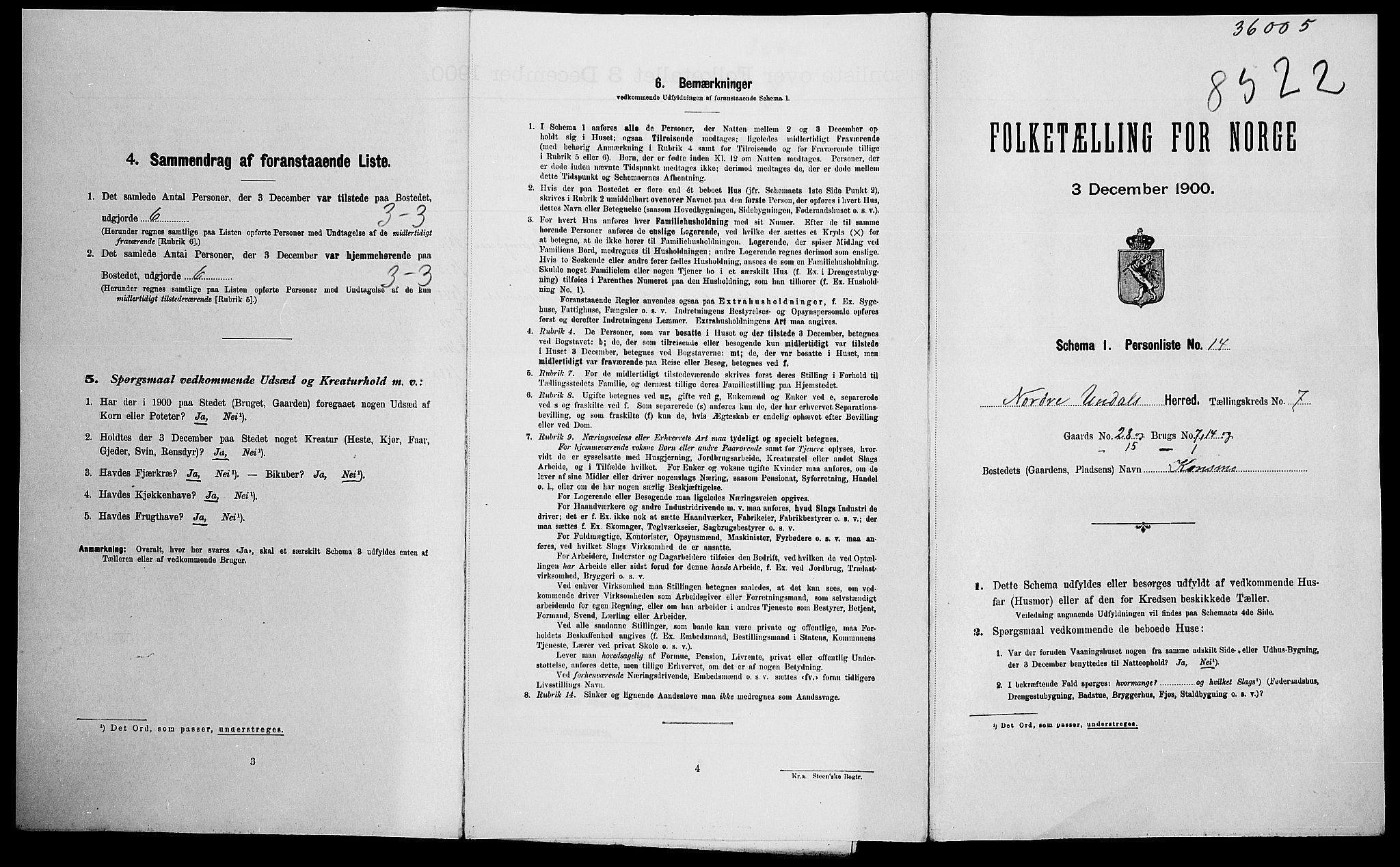SAK, Folketelling 1900 for 1028 Nord-Audnedal herred, 1900, s. 61