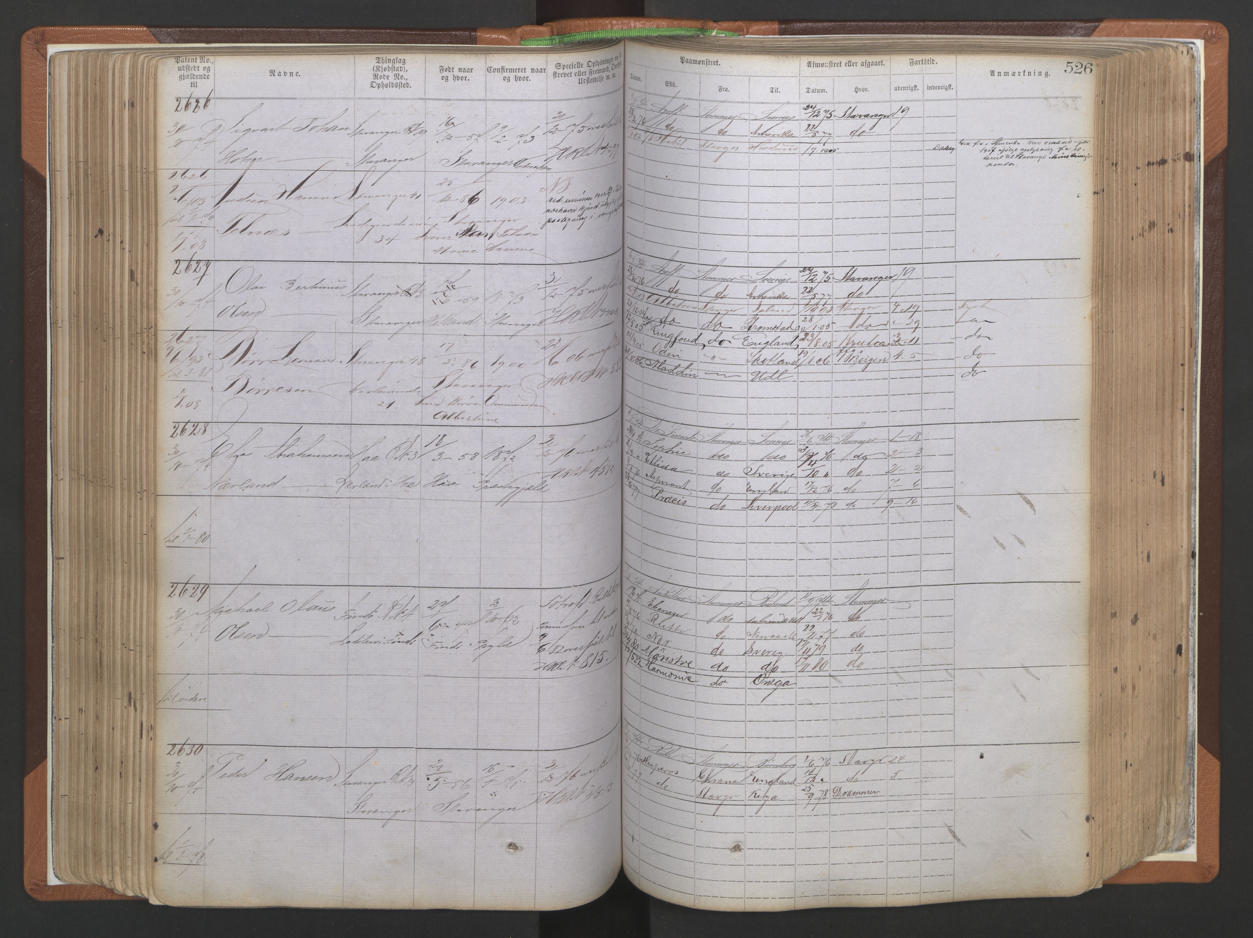 Stavanger sjømannskontor, AV/SAST-A-102006/F/Ff/L0009: Annotasjonsrulle, patentnr. 1805-3605 (dublett), 1872-1900, s. 169