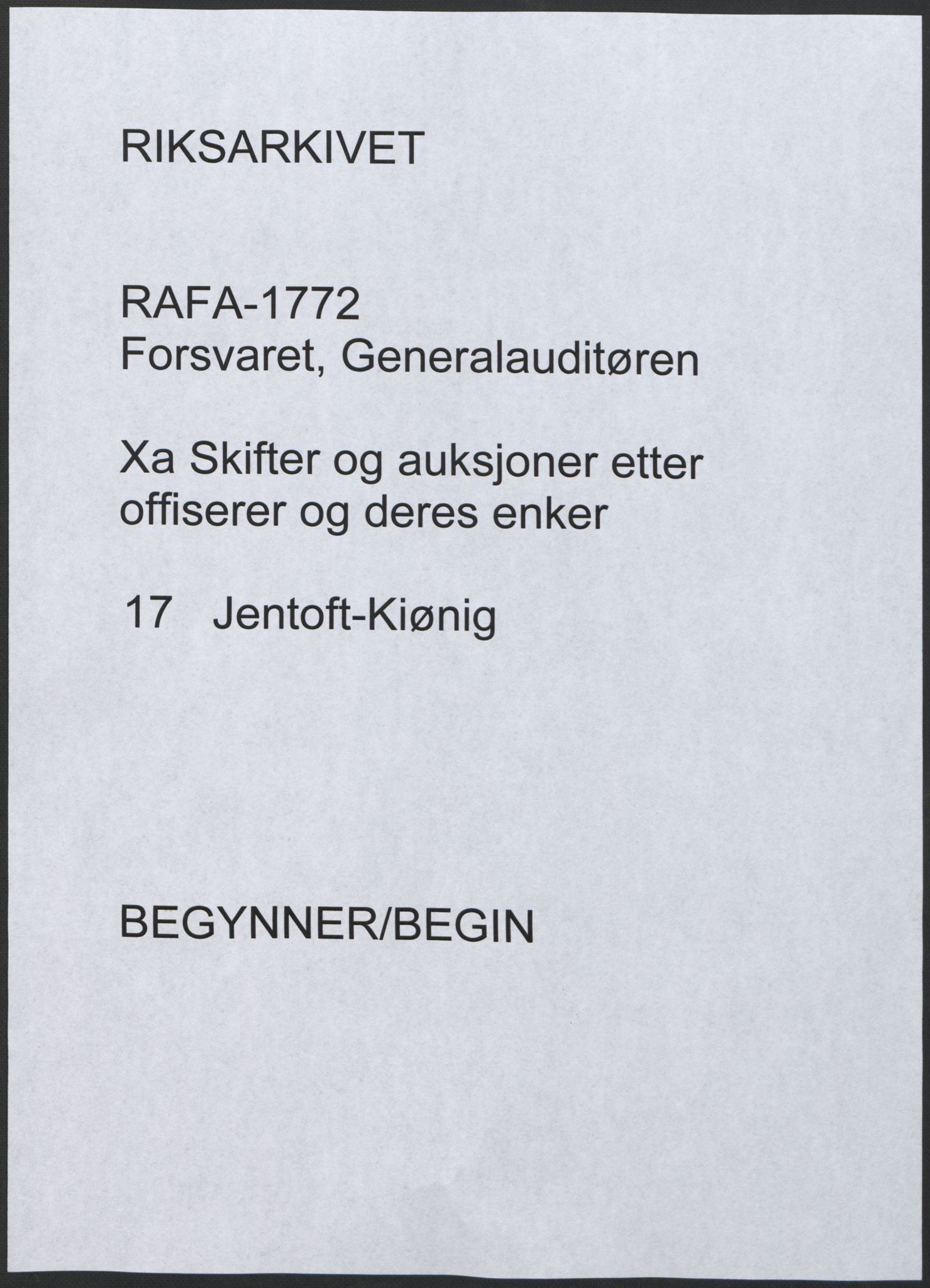 Forsvaret, Generalauditøren, RA/RAFA-1772/F/Fj/Fja/L0017: --, 1759-1825, s. 1