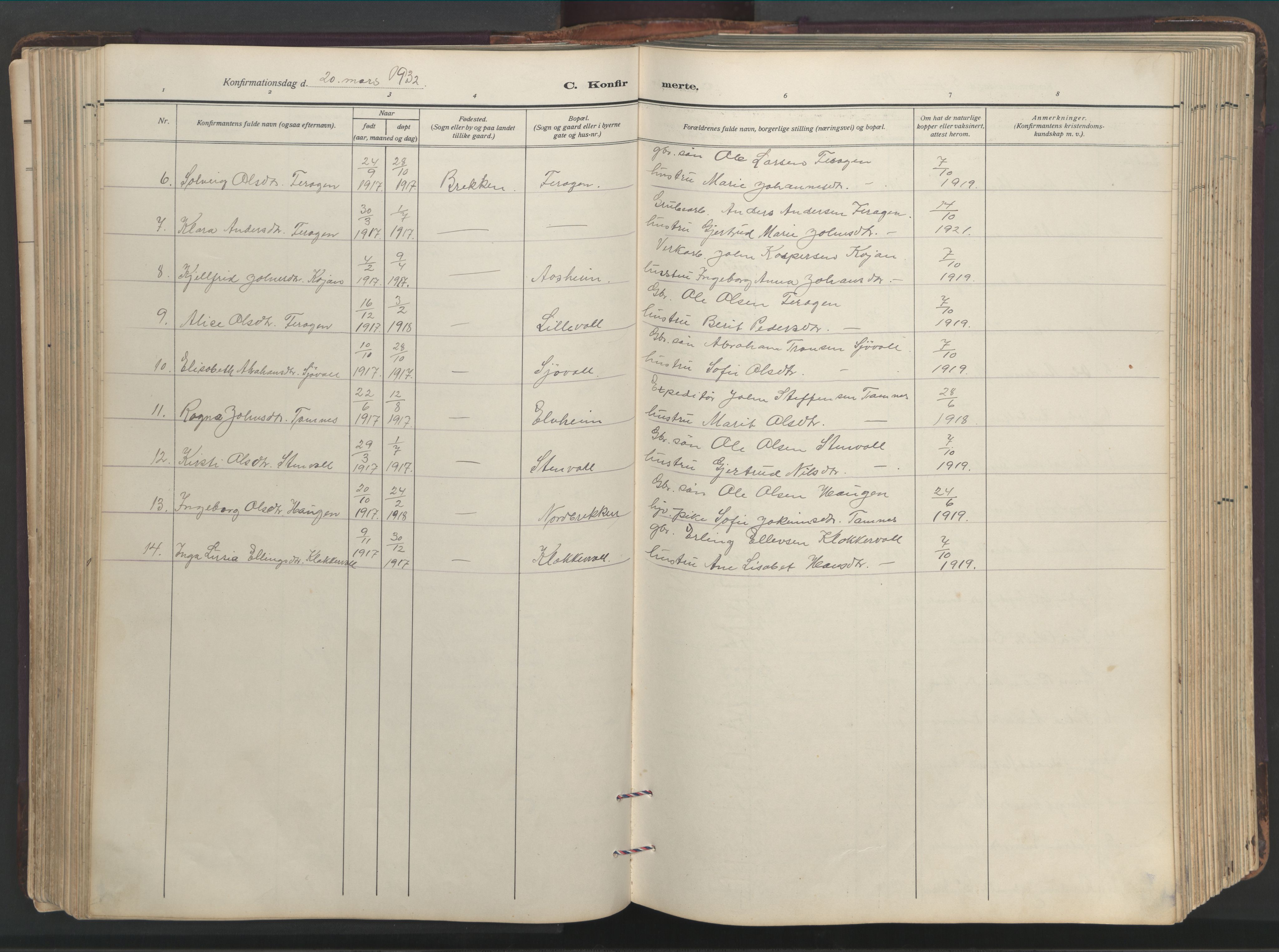 Ministerialprotokoller, klokkerbøker og fødselsregistre - Sør-Trøndelag, SAT/A-1456/683/L0951: Klokkerbok nr. 683C03, 1919-1970