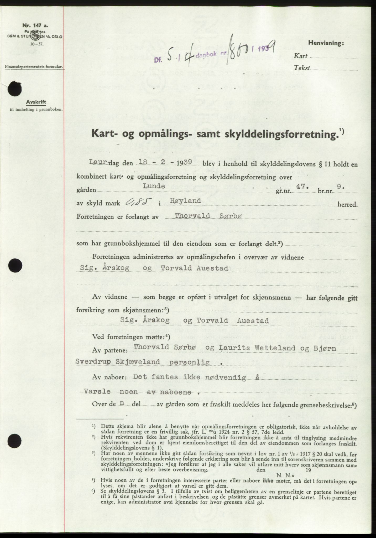 Jæren sorenskriveri, SAST/A-100310/03/G/Gba/L0074: Pantebok, 1939-1939, Dagboknr: 1800/1939