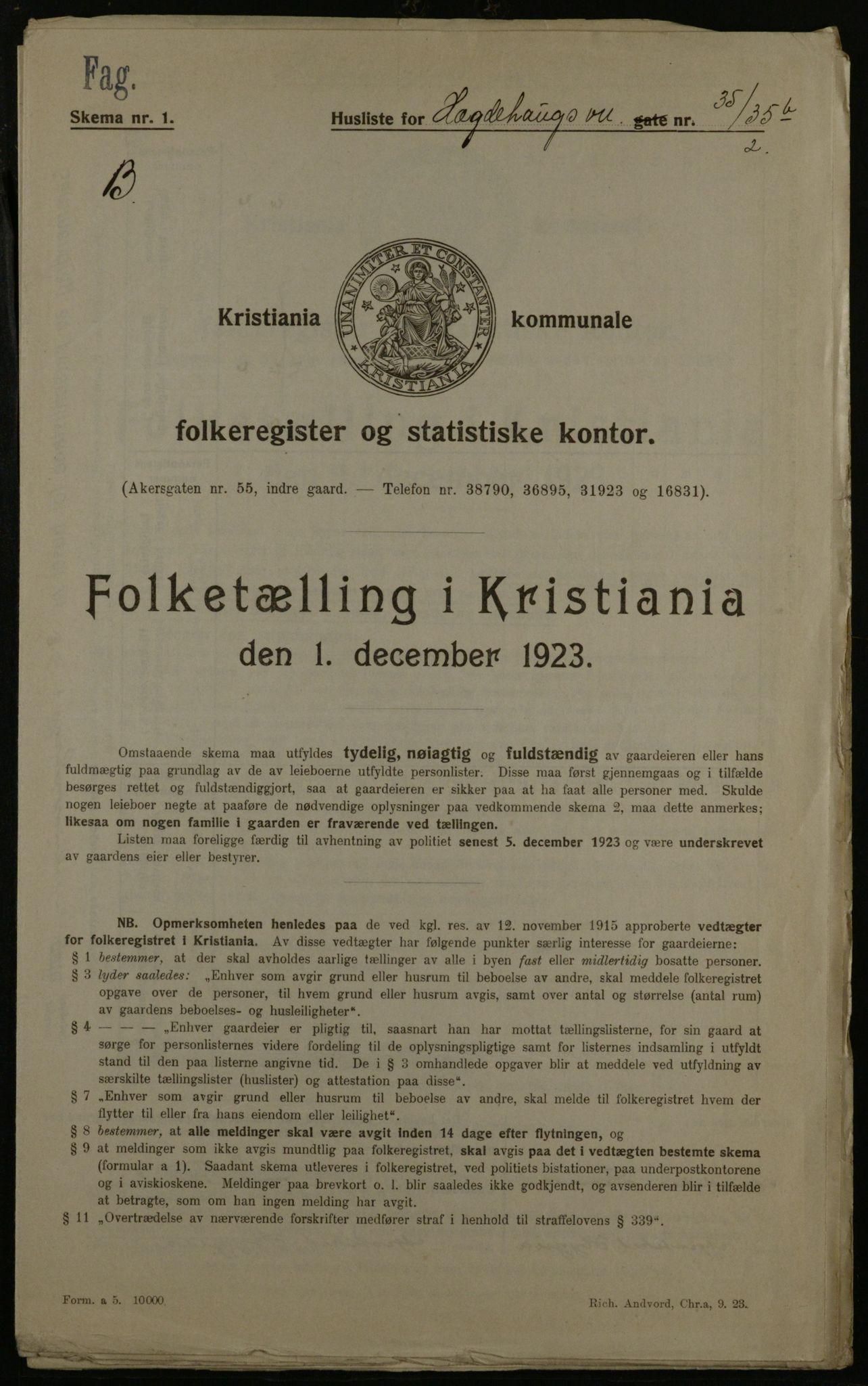 OBA, Kommunal folketelling 1.12.1923 for Kristiania, 1923, s. 40778