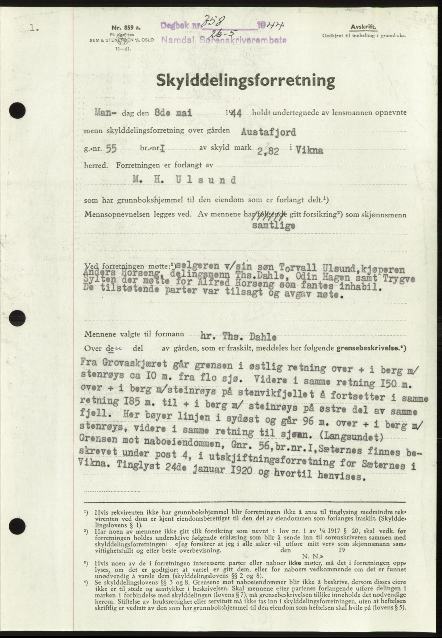Namdal sorenskriveri, SAT/A-4133/1/2/2C: Pantebok nr. -, 1944-1945, Dagboknr: 758/1944
