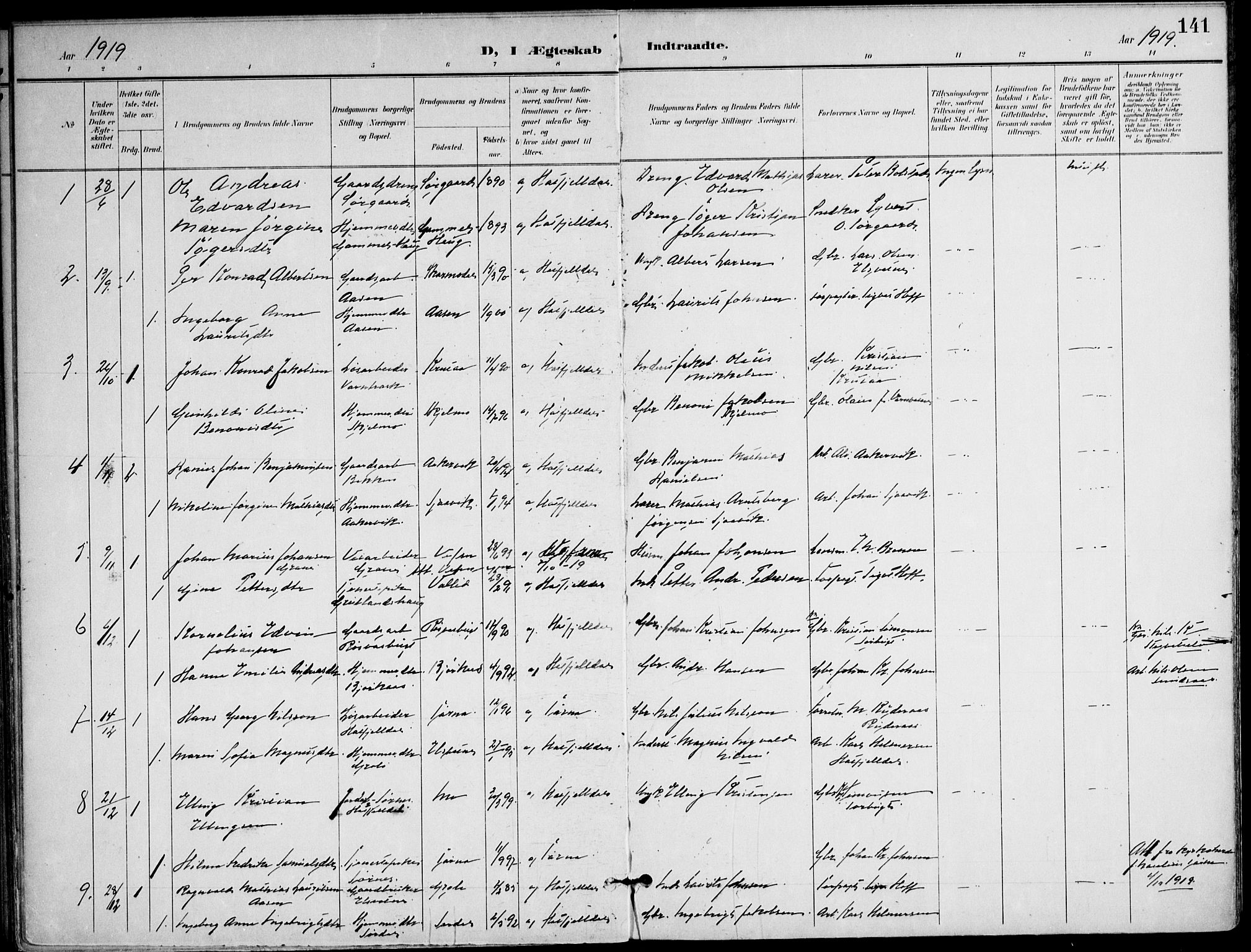 Ministerialprotokoller, klokkerbøker og fødselsregistre - Nordland, AV/SAT-A-1459/823/L0326: Ministerialbok nr. 823A03, 1899-1919, s. 141