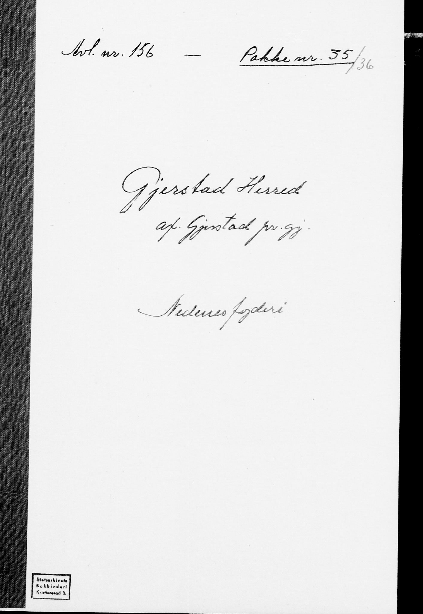 SAK, Folketelling 1875 for 0911P Gjerstad prestegjeld, 1875, s. 1