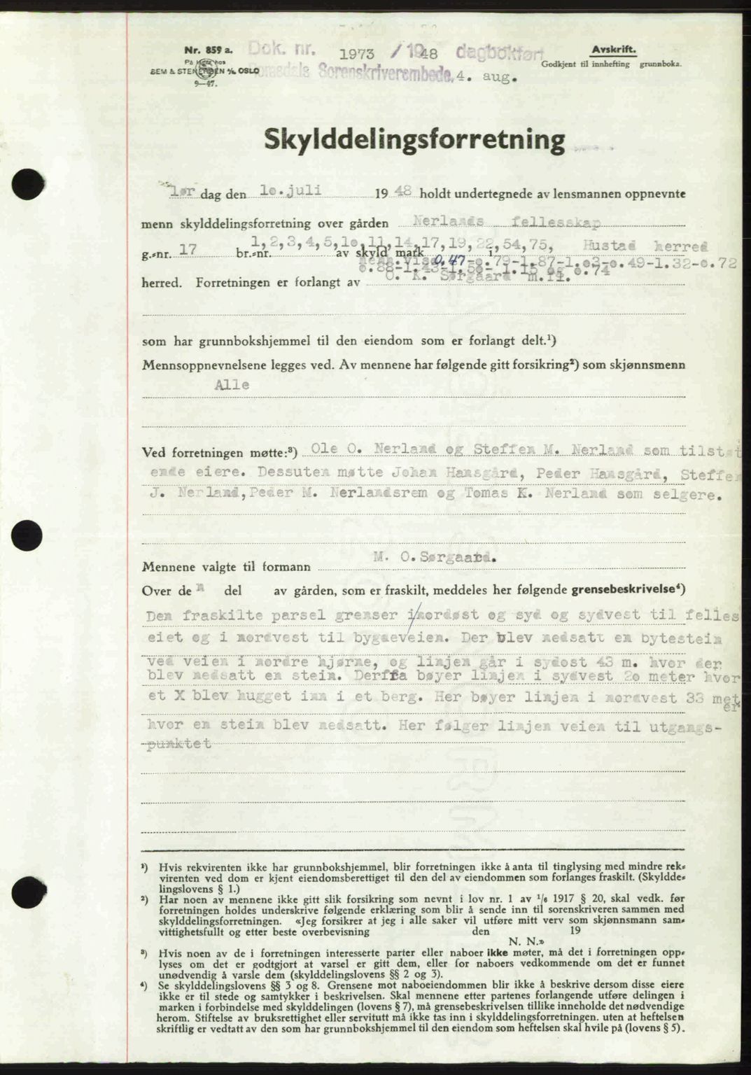 Romsdal sorenskriveri, SAT/A-4149/1/2/2C: Pantebok nr. A26, 1948-1948, Dagboknr: 1973/1948