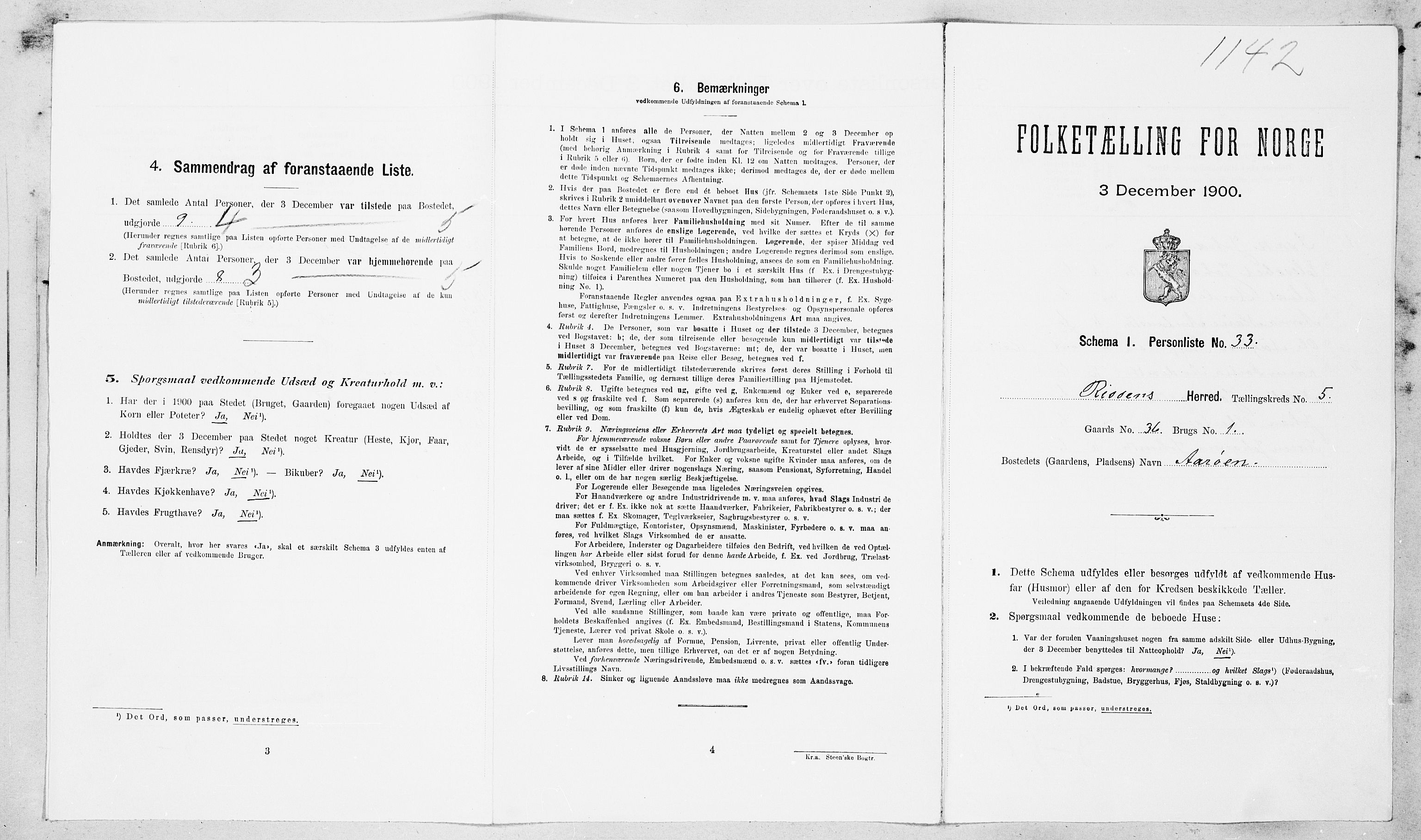 SAT, Folketelling 1900 for 1624 Rissa herred, 1900, s. 634