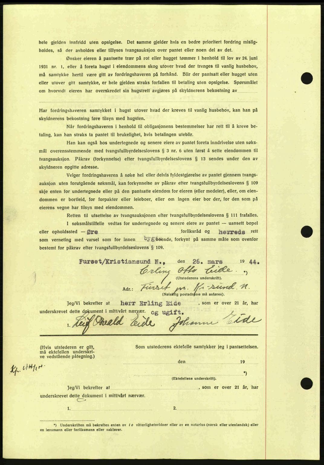 Nordmøre sorenskriveri, AV/SAT-A-4132/1/2/2Ca: Pantebok nr. B91, 1943-1944, Dagboknr: 725/1944