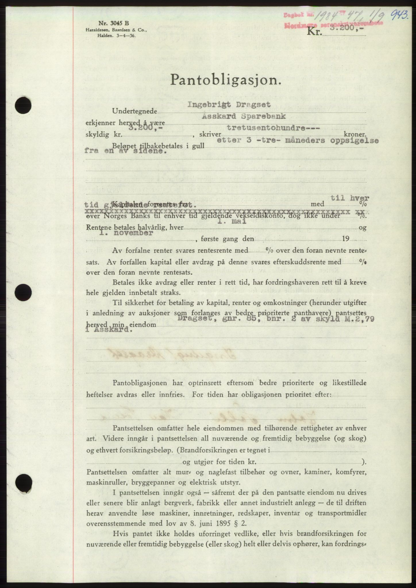 Nordmøre sorenskriveri, AV/SAT-A-4132/1/2/2Ca: Pantebok nr. B96, 1947-1947, Dagboknr: 1984/1947