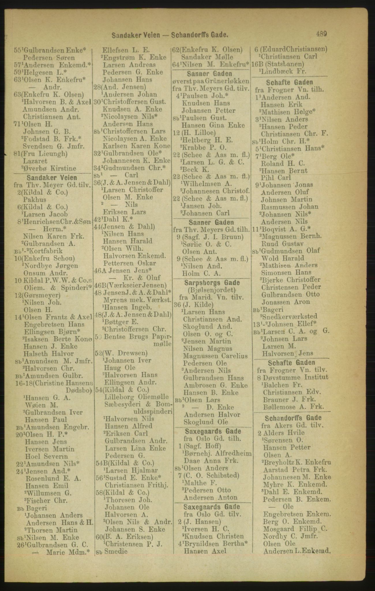 Kristiania/Oslo adressebok, PUBL/-, 1888, s. 489