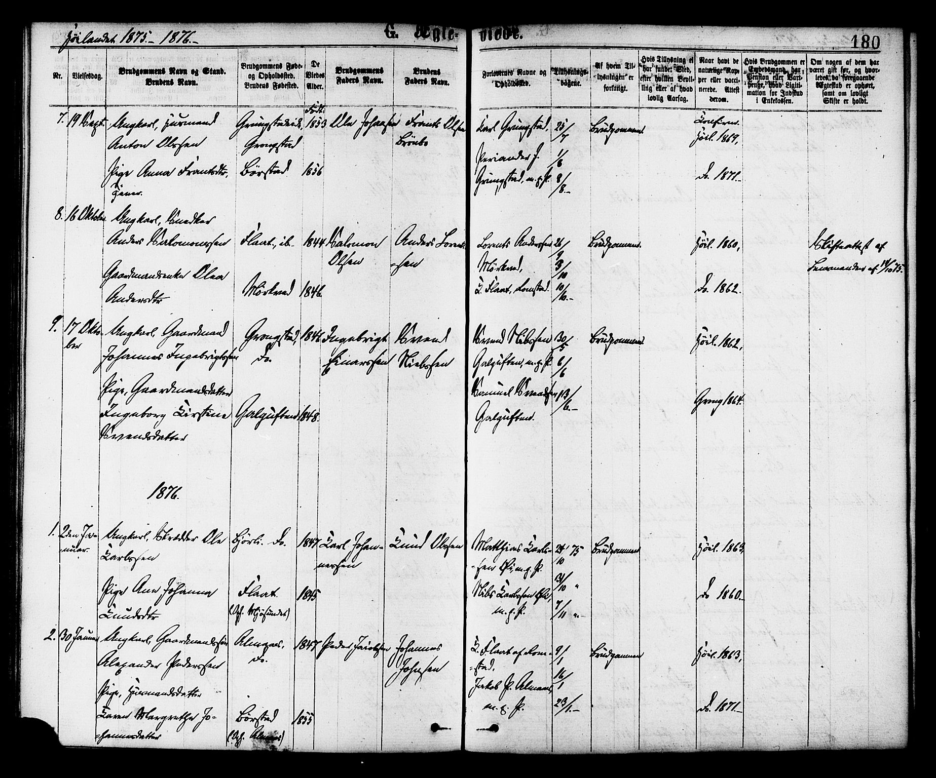 Ministerialprotokoller, klokkerbøker og fødselsregistre - Nord-Trøndelag, AV/SAT-A-1458/758/L0516: Ministerialbok nr. 758A03 /2, 1869-1879, s. 180
