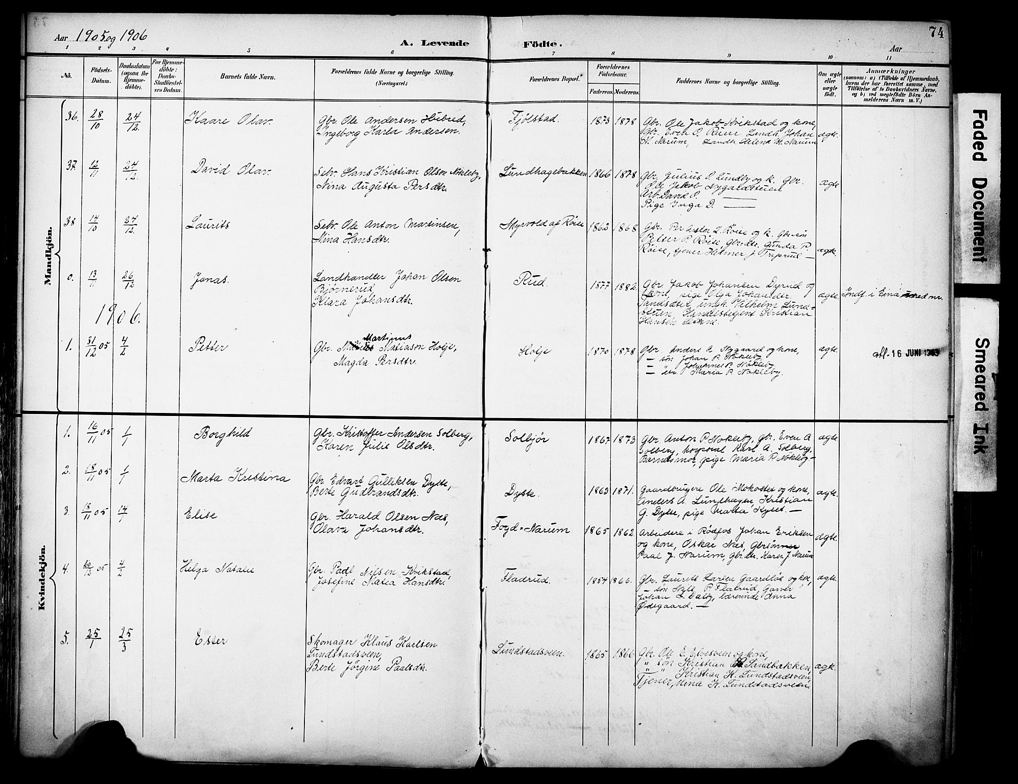 Vestre Toten prestekontor, AV/SAH-PREST-108/H/Ha/Haa/L0013: Ministerialbok nr. 13, 1895-1911, s. 74