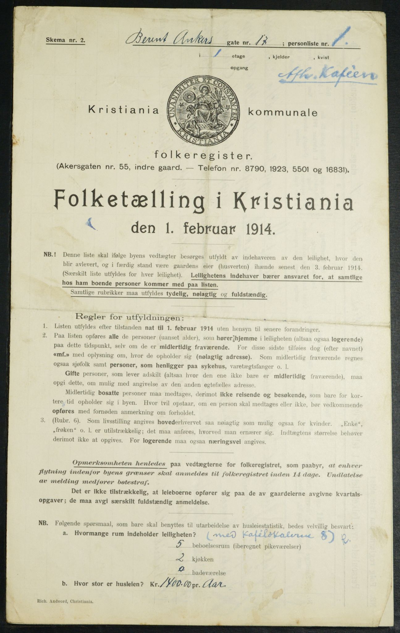 OBA, Kommunal folketelling 1.2.1914 for Kristiania, 1914, s. 4724