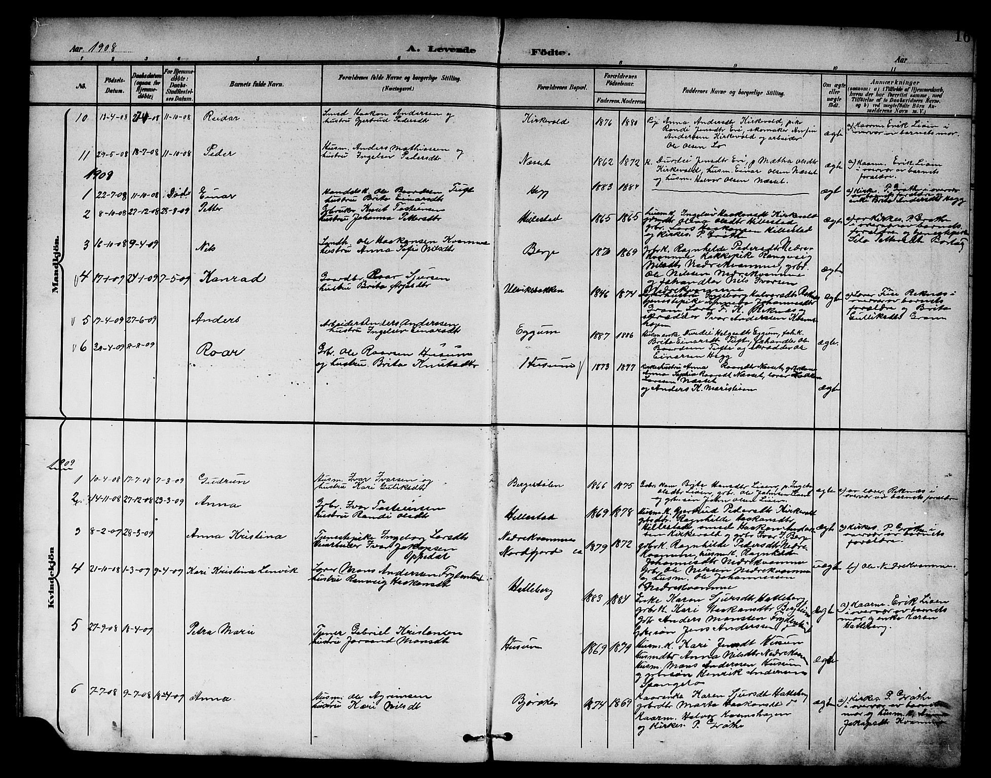 Lærdal sokneprestembete, AV/SAB-A-81201: Klokkerbok nr. B 1, 1897-1928, s. 16