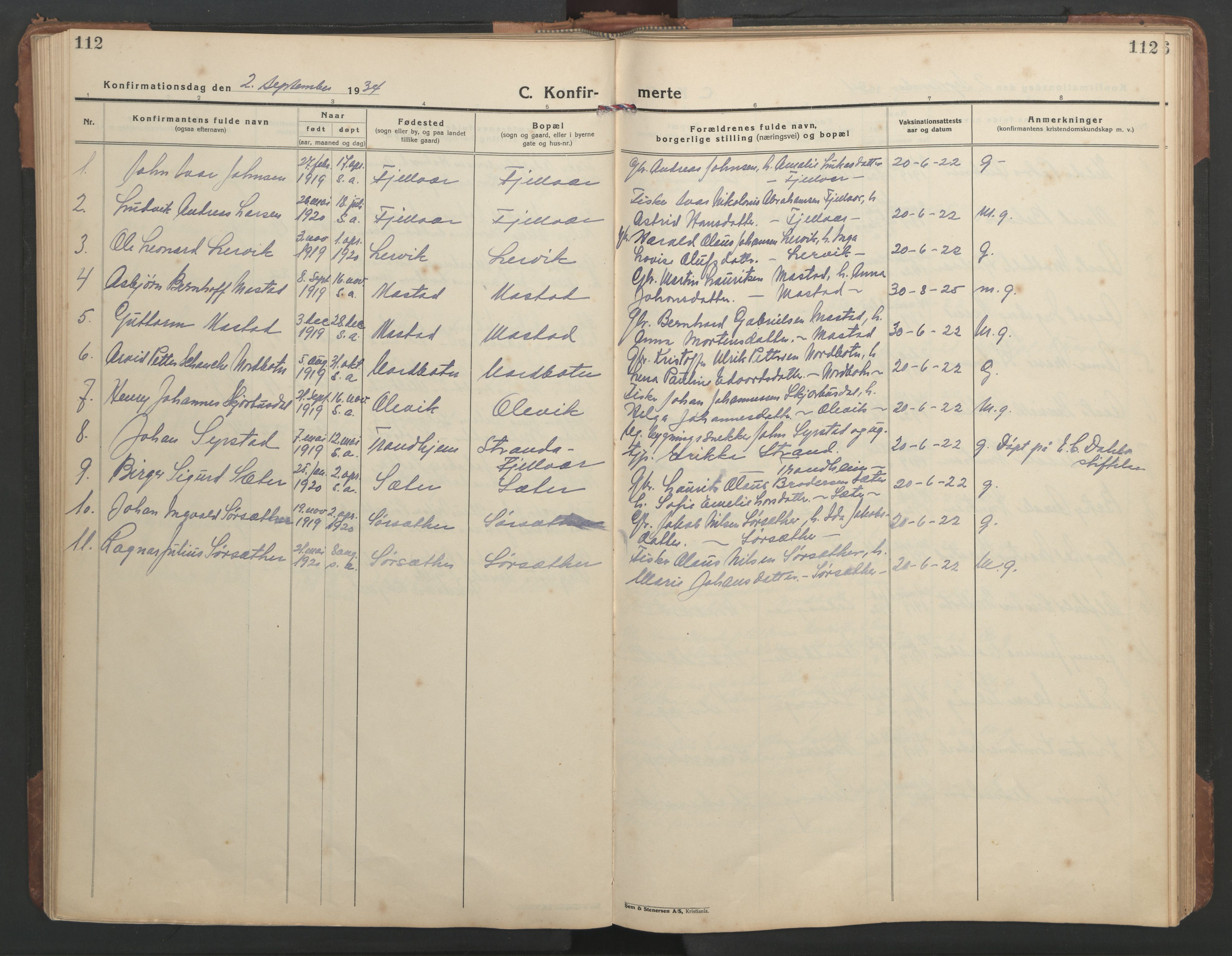 Ministerialprotokoller, klokkerbøker og fødselsregistre - Sør-Trøndelag, AV/SAT-A-1456/638/L0569: Klokkerbok nr. 638C01, 1923-1961, s. 112