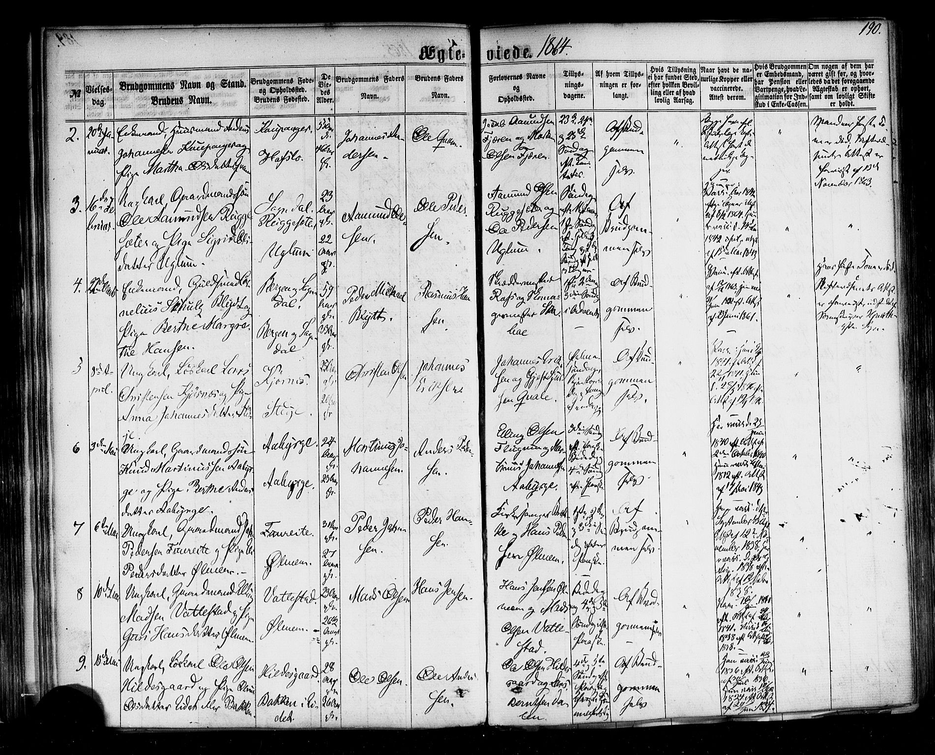 Sogndal sokneprestembete, AV/SAB-A-81301/H/Haa/Haaa/L0013: Ministerialbok nr. A 13, 1859-1877, s. 190