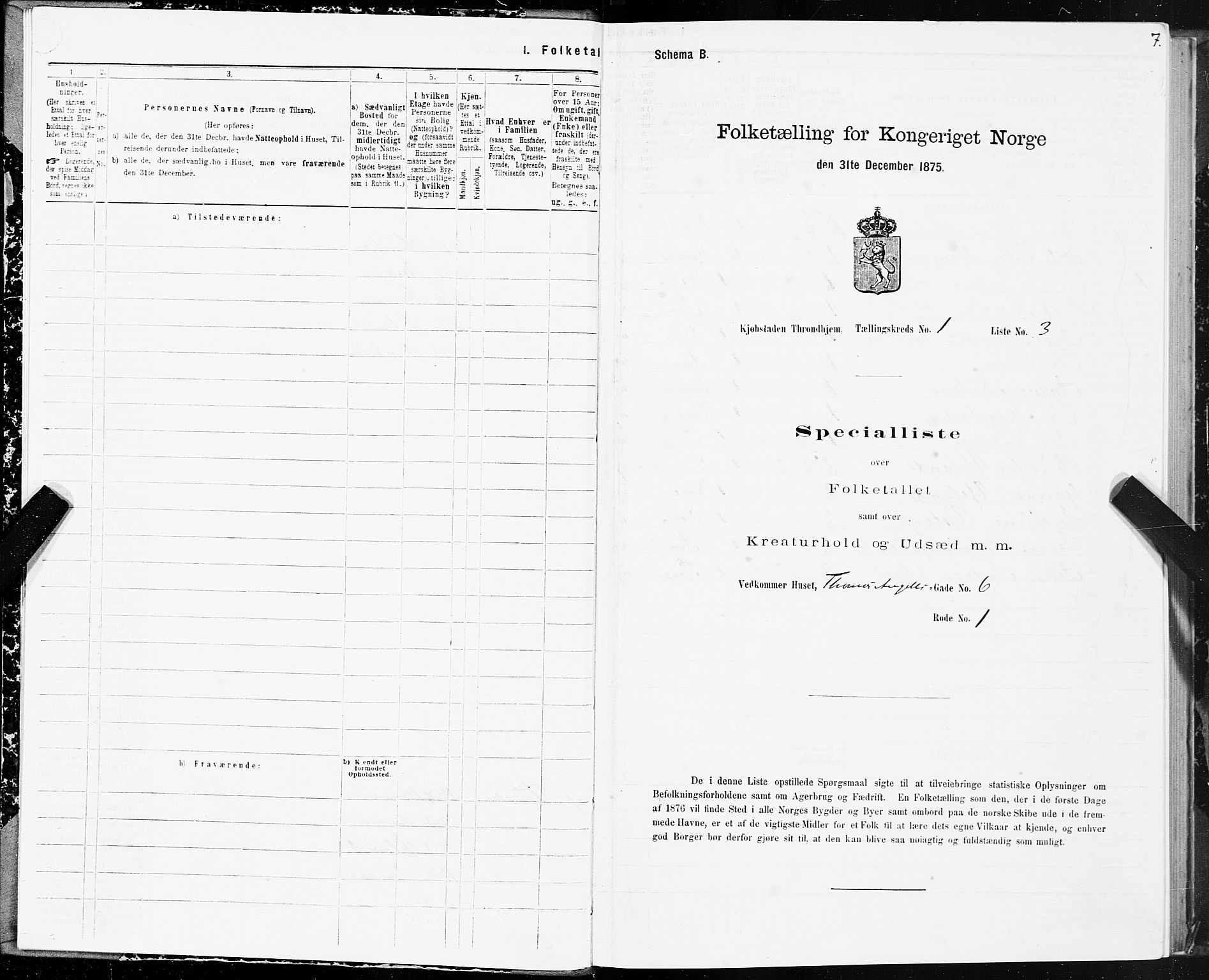 SAT, Folketelling 1875 for 1601 Trondheim kjøpstad, 1875, s. 1007