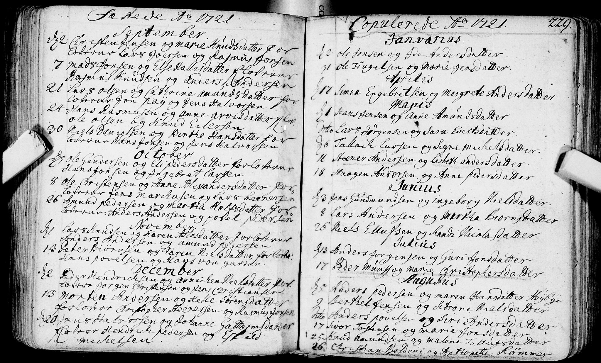 Bragernes kirkebøker, SAKO/A-6/F/Fa/L0003: Ministerialbok nr. I 3, 1706-1734, s. 229