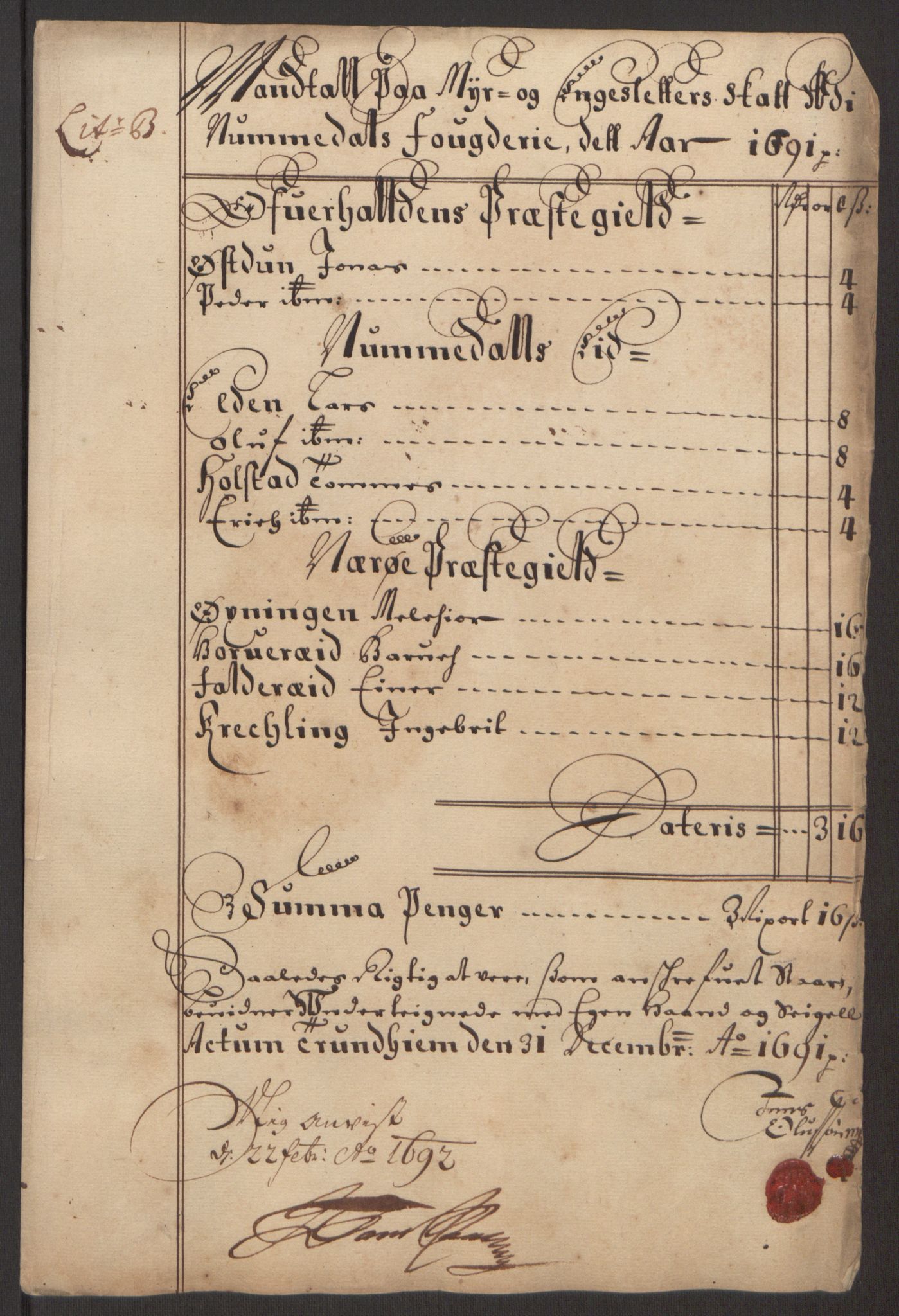 Rentekammeret inntil 1814, Reviderte regnskaper, Fogderegnskap, RA/EA-4092/R64/L4423: Fogderegnskap Namdal, 1690-1691, s. 208