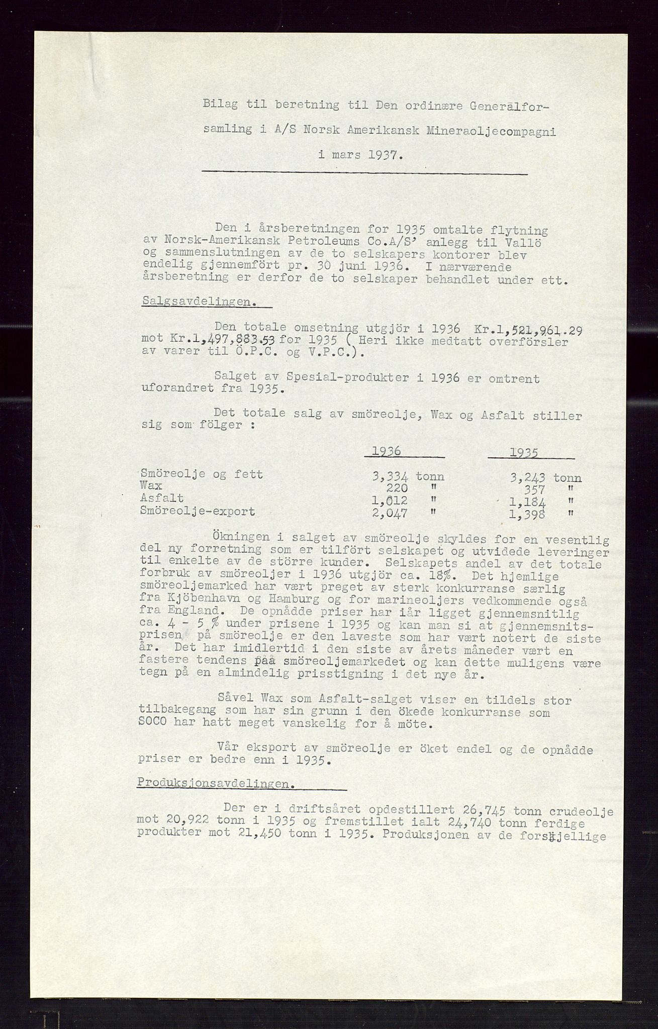 PA 1535 - Norsk-Amerikansk Petroleumscompani A/S, AV/SAST-A-101955/A/Aa/L0001/0003: Styre- og generalforsamlingsprotokoller / Ordinære og ekstraordinære generalforsamlinger i Norsk Amerikansk Petroleumsco., Norsk Amerikansk Mineraloljeco., Vestlandske Petroleumsco. 1934 og 1937, 1934-1937, s. 6