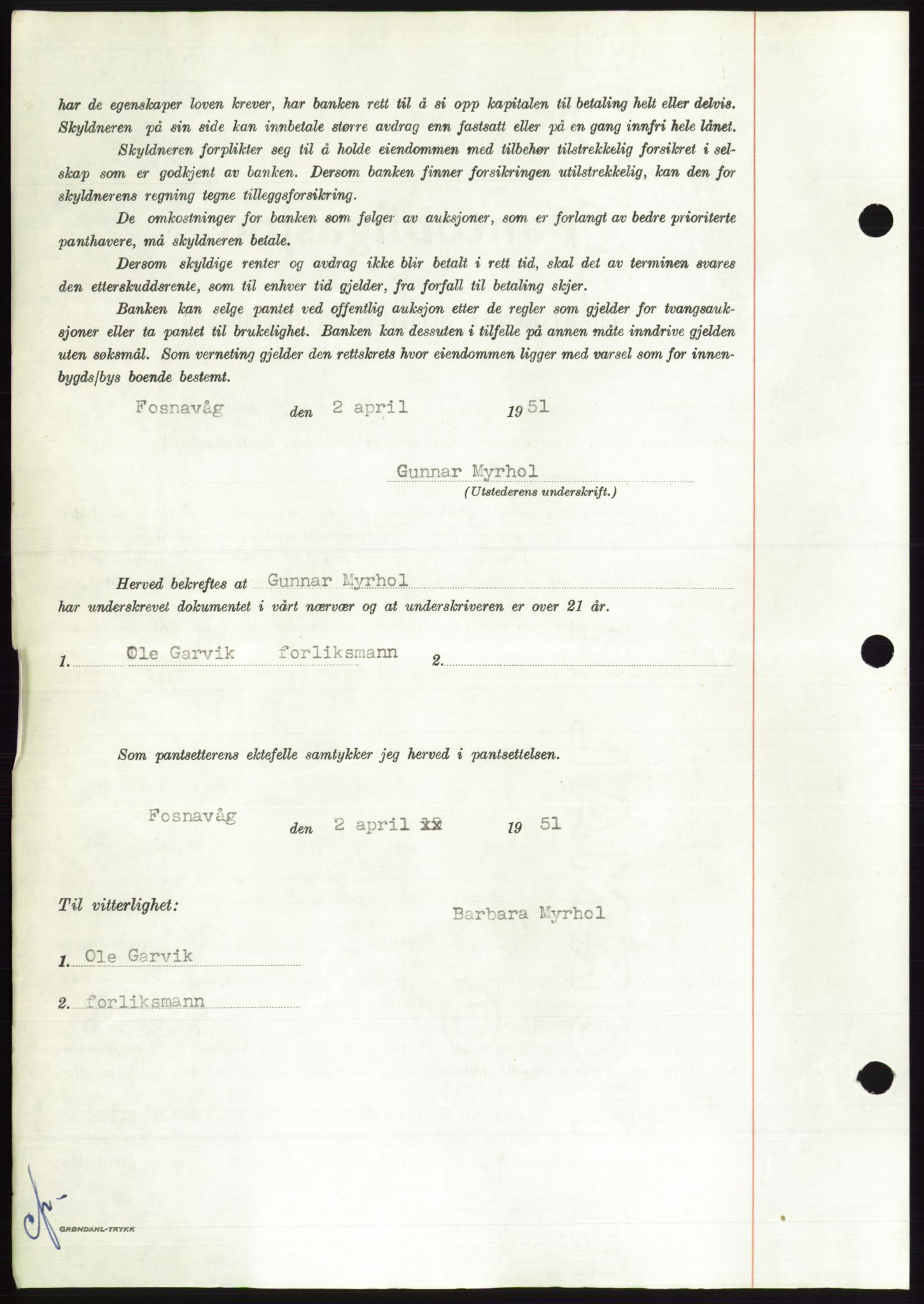 Søre Sunnmøre sorenskriveri, AV/SAT-A-4122/1/2/2C/L0119: Pantebok nr. 7B, 1950-1951, Dagboknr: 693/1951