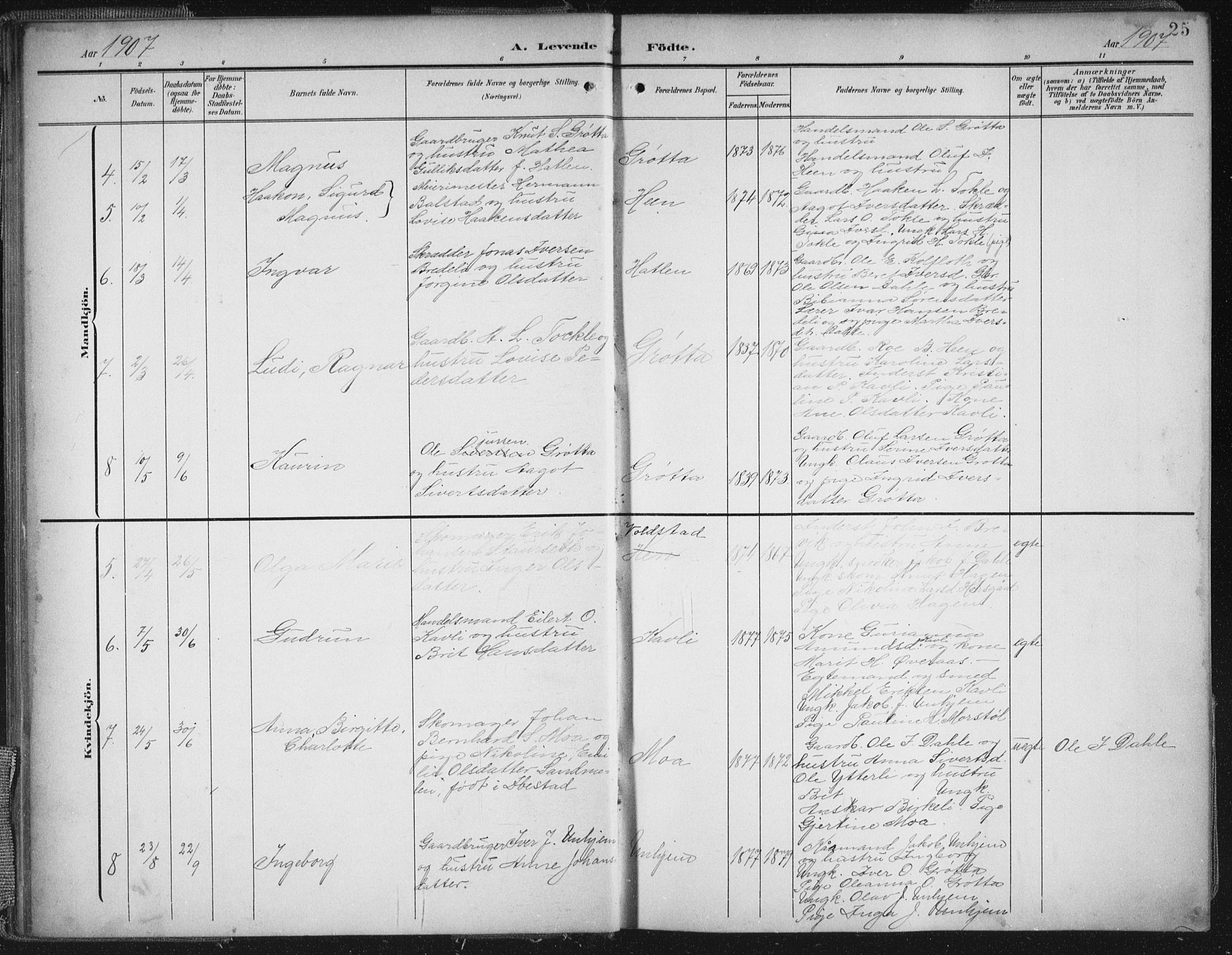 Ministerialprotokoller, klokkerbøker og fødselsregistre - Møre og Romsdal, AV/SAT-A-1454/545/L0589: Klokkerbok nr. 545C03, 1902-1937, s. 25