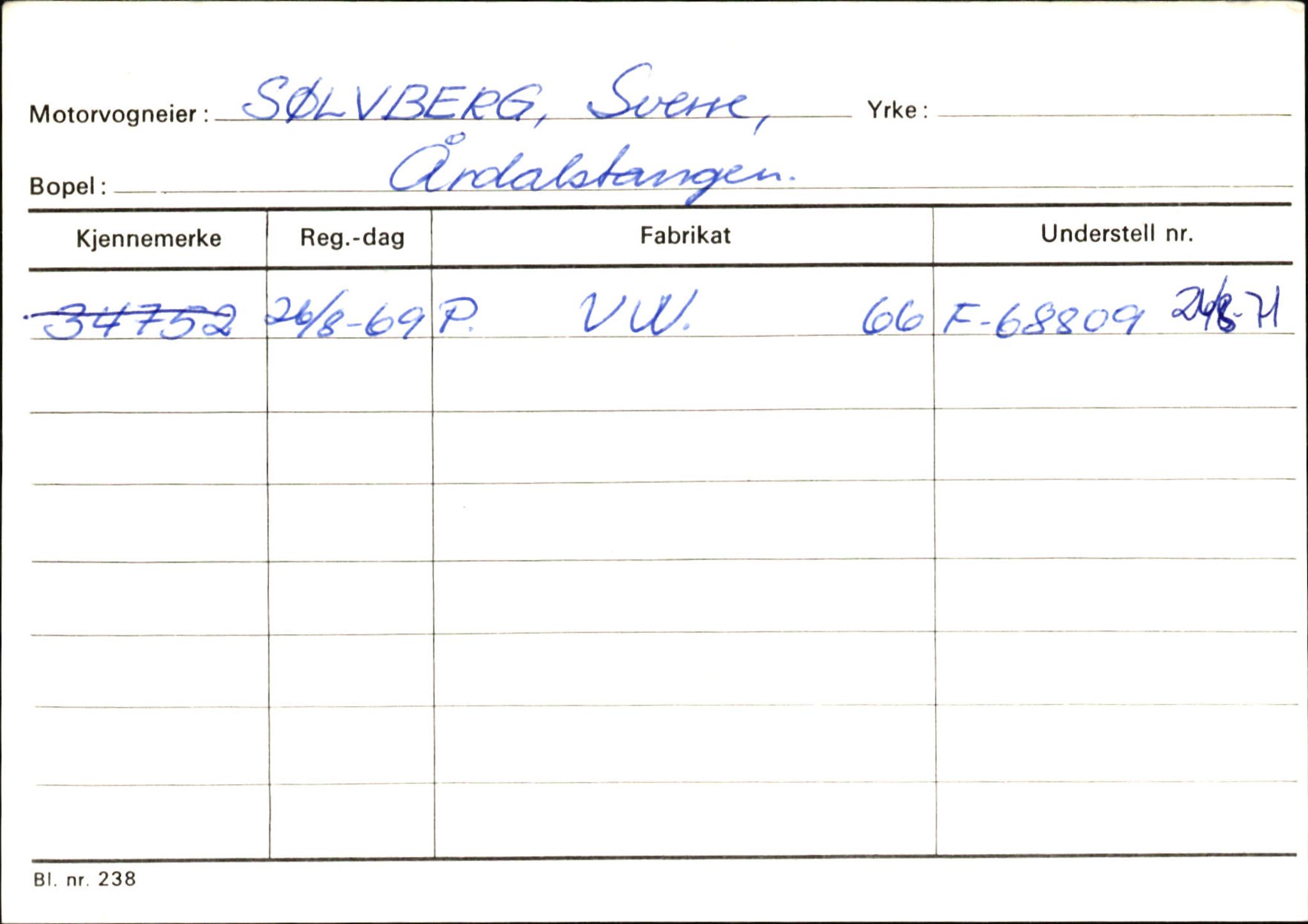 Statens vegvesen, Sogn og Fjordane vegkontor, AV/SAB-A-5301/4/F/L0146: Registerkort Årdal R-Å samt diverse kort, 1945-1975, s. 778