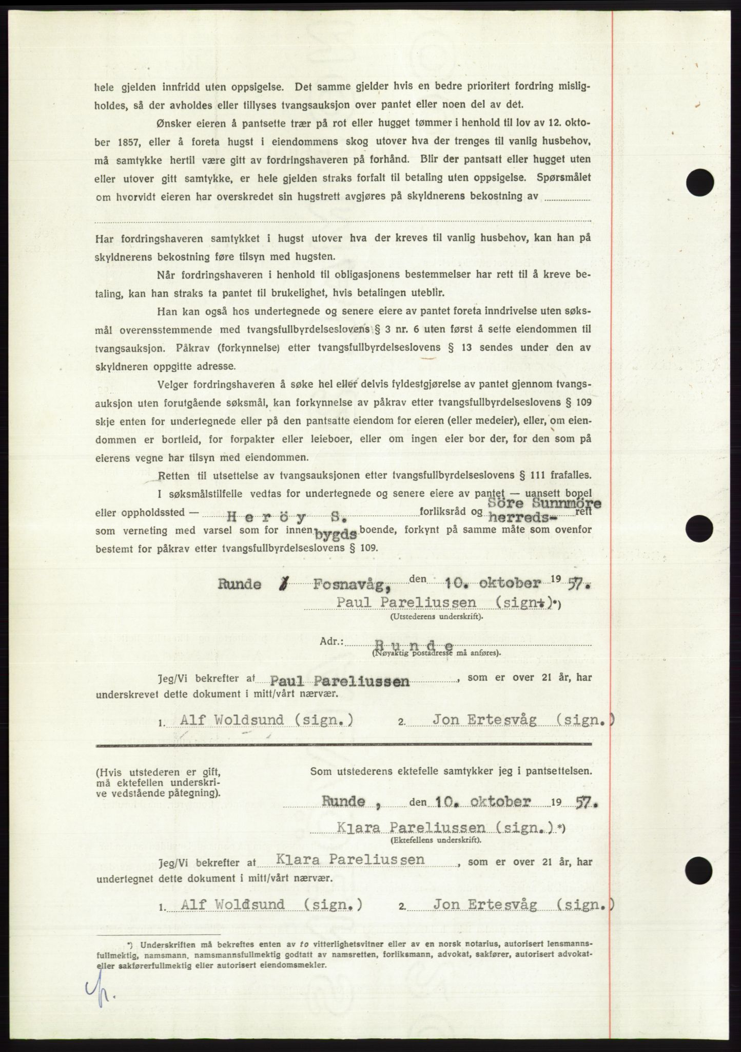 Søre Sunnmøre sorenskriveri, AV/SAT-A-4122/1/2/2C/L0130: Pantebok nr. 18B, 1957-1958, Dagboknr: 2463/1957