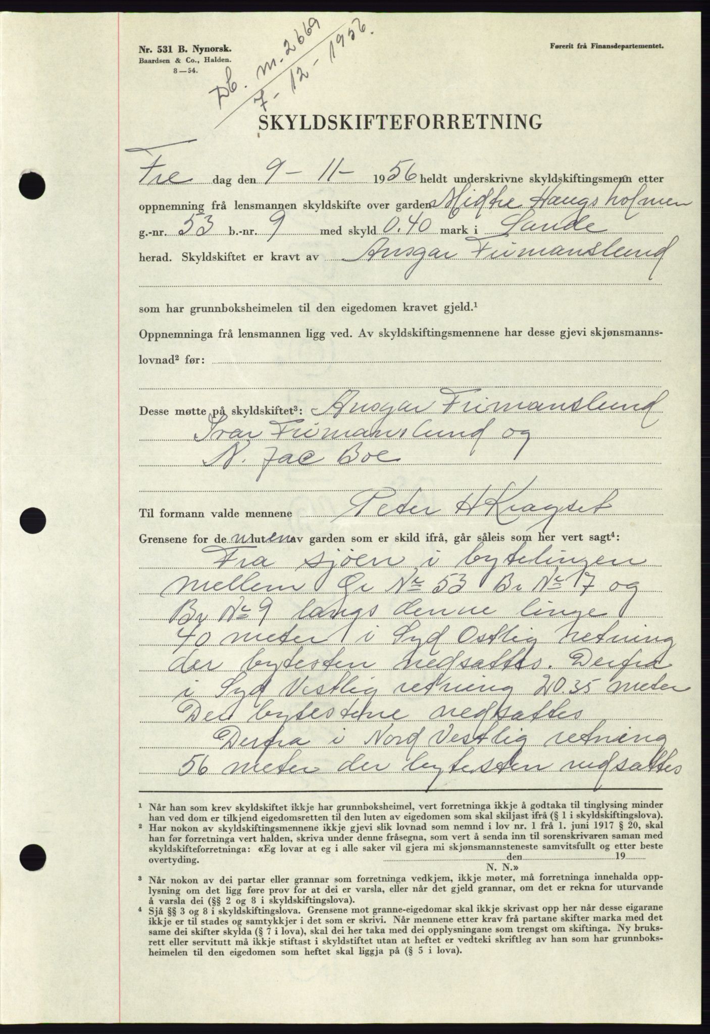 Søre Sunnmøre sorenskriveri, AV/SAT-A-4122/1/2/2C/L0105: Pantebok nr. 31A, 1956-1957, Dagboknr: 2669/1956