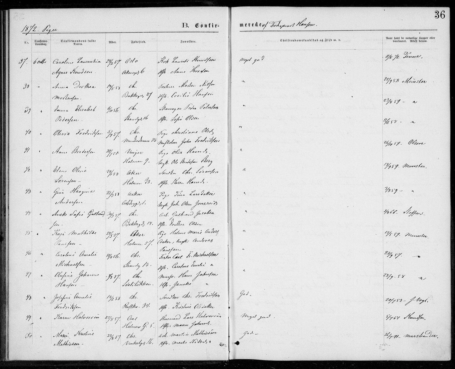 Trefoldighet prestekontor Kirkebøker, AV/SAO-A-10882/F/Fb/L0002: Ministerialbok nr. II 2, 1871-1880, s. 36