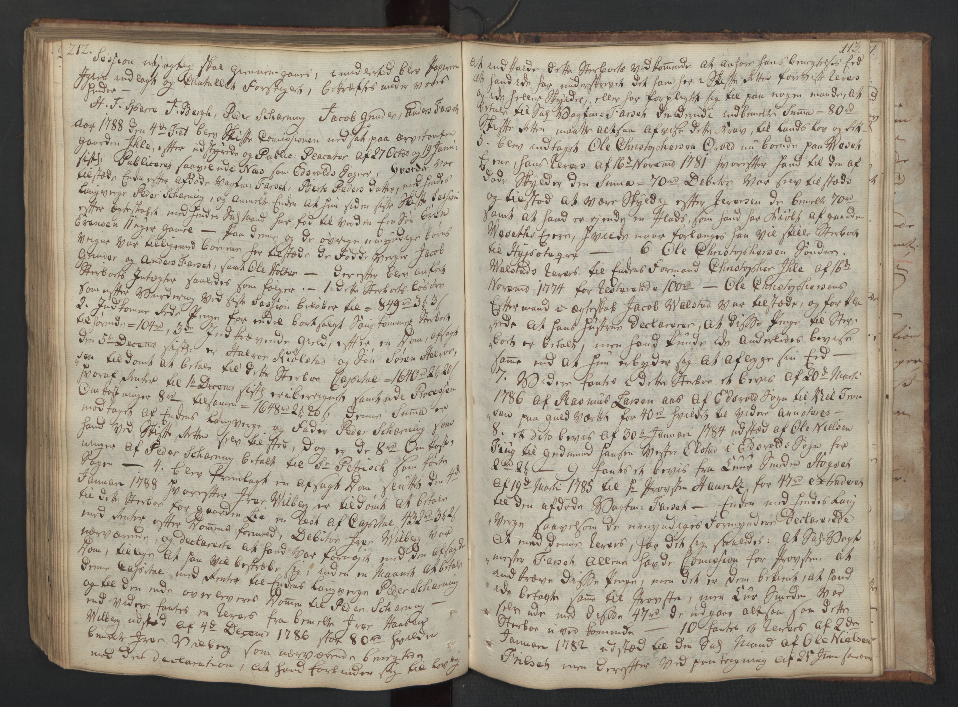 Forsvaret, Generalauditøren, AV/RA-RAFA-1772/F/Fj/Fjc/L0007: Skifteprotokol for 1ste søndenfjeldske dragonregiment, 1762-1789, s. 212-213